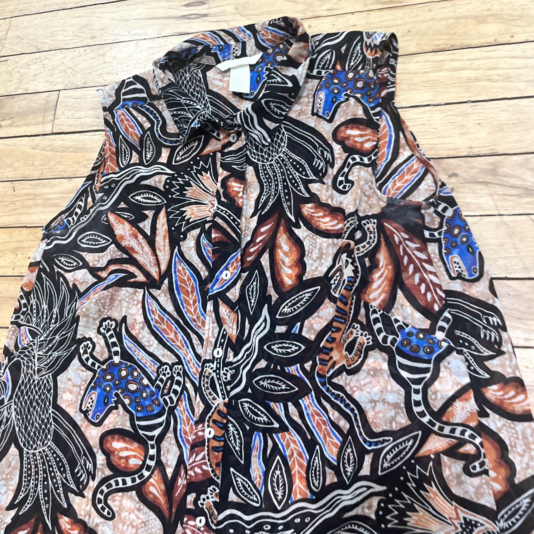 H&M H&M Tank Top Button Shirt Women M Lizard Print Southwestern Aztec Boho Sheer M Size M / US 6-8 / IT 42-44 - 4 Thumbnail