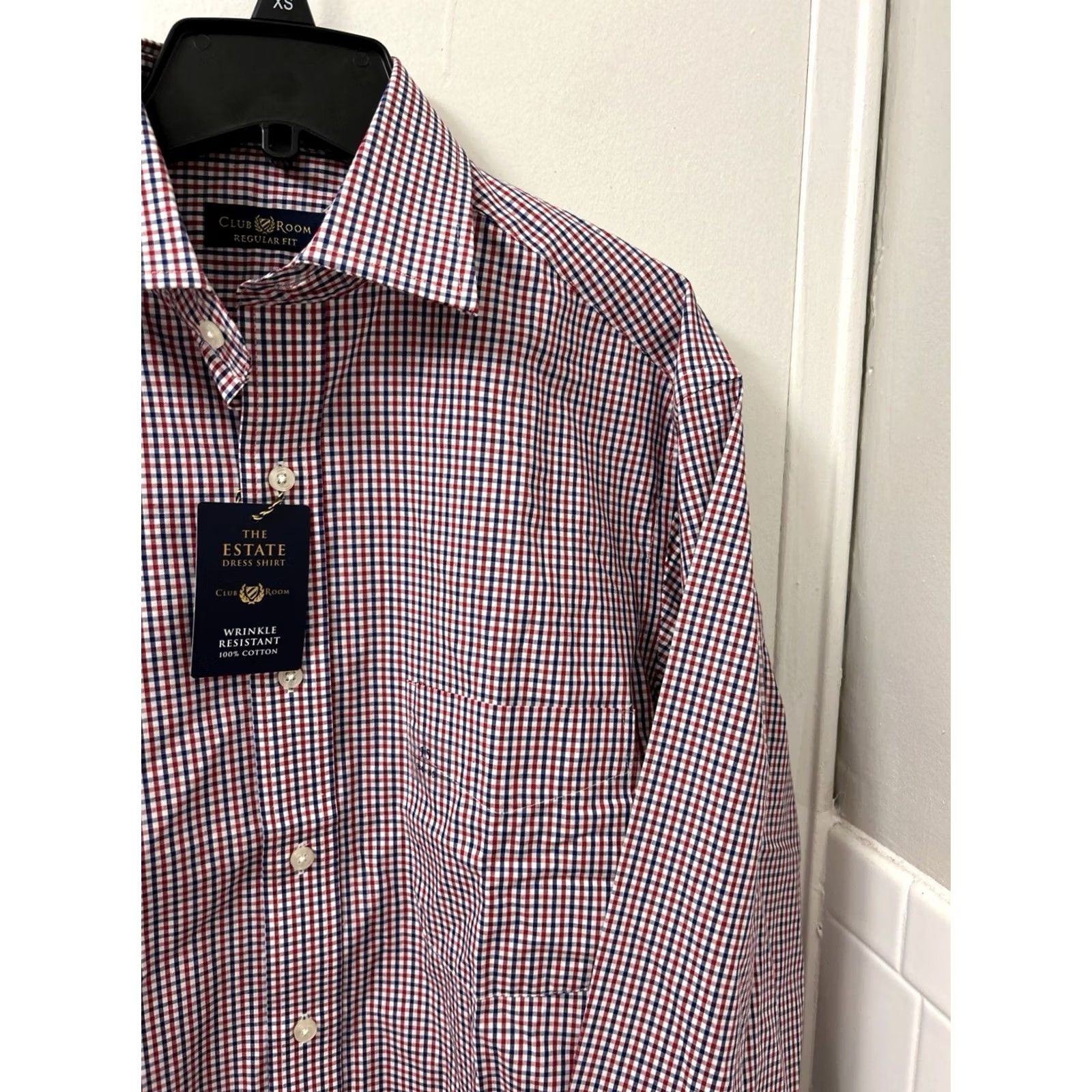 Club Room Club Room Shirt Mens 15 Red Plaid Dress Shirt L/S Wrinkle Resistant 100% Cotton Estate Button Up Gingham Collar Point Barrel Cuff Mens الشباب Size US M / EU 48-50 / 2 - 4 Thumbnail