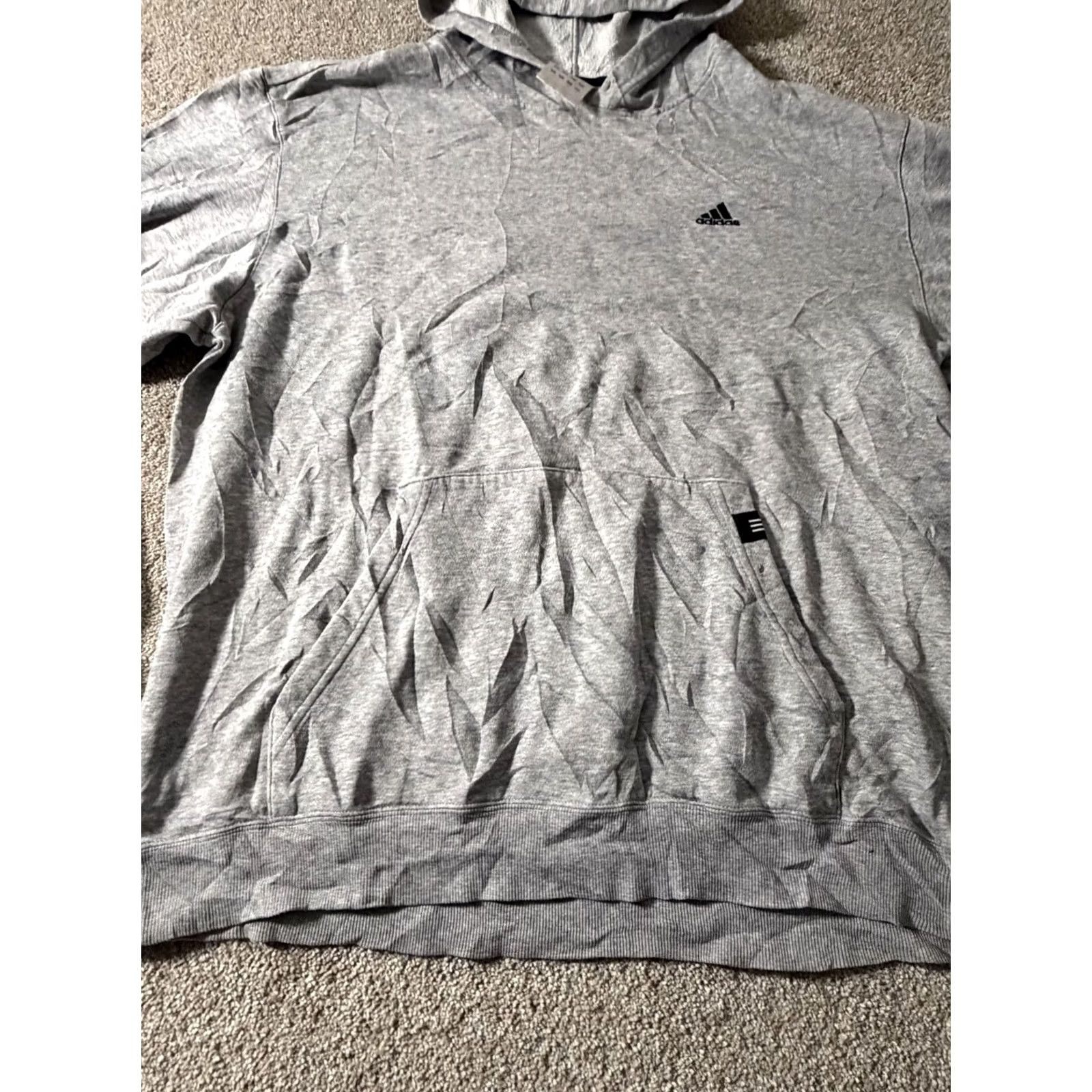 Adidas Adidas Hoodie Mens 3XL Gray Fleece Pullover Kangaroo Pocket Logo Sweatshirt Size US XXL / EU 58 / 5 - 3 Thumbnail