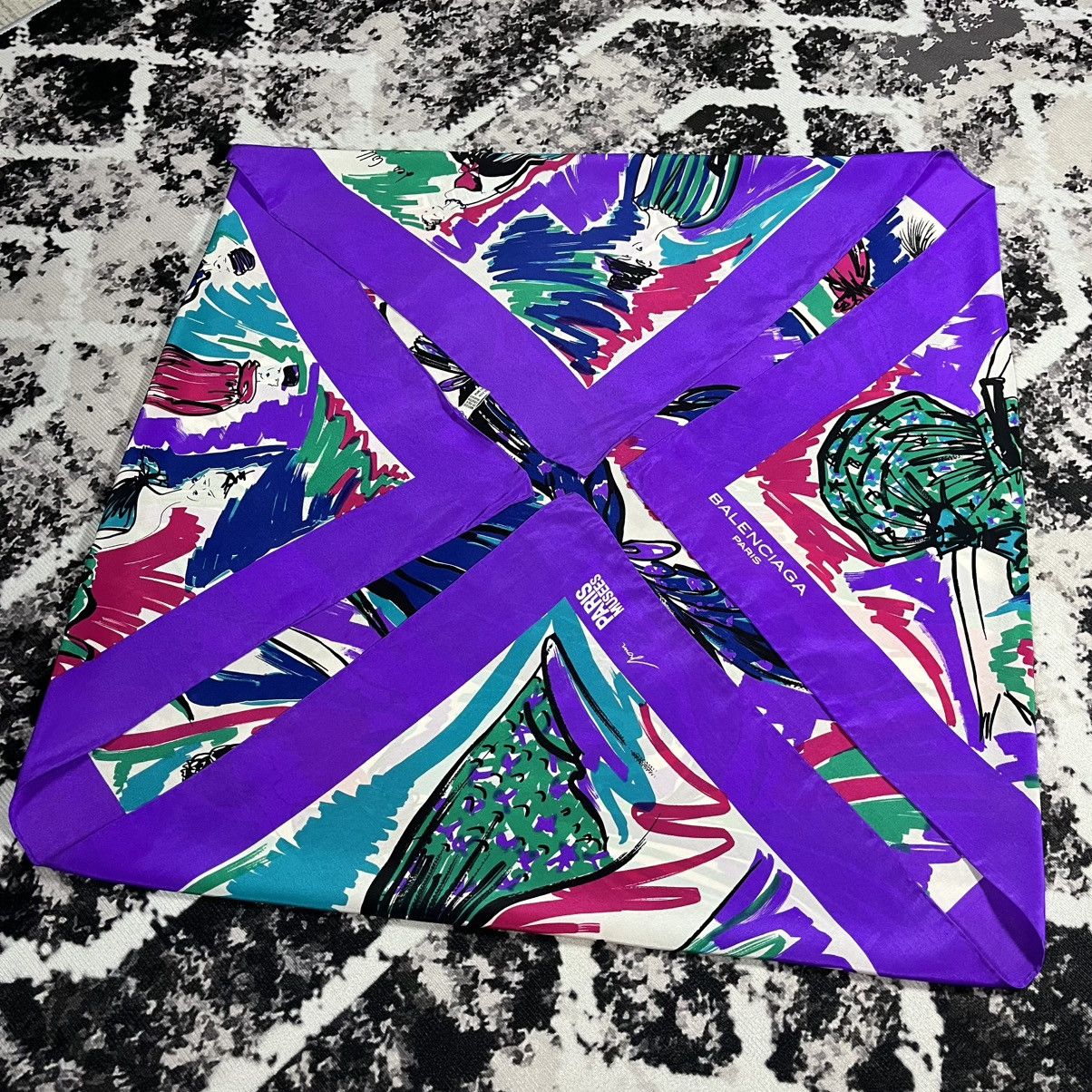 Balenciaga Balenciaga Abstract Design Silk Scarf Size ONE SIZE - 15 Thumbnail