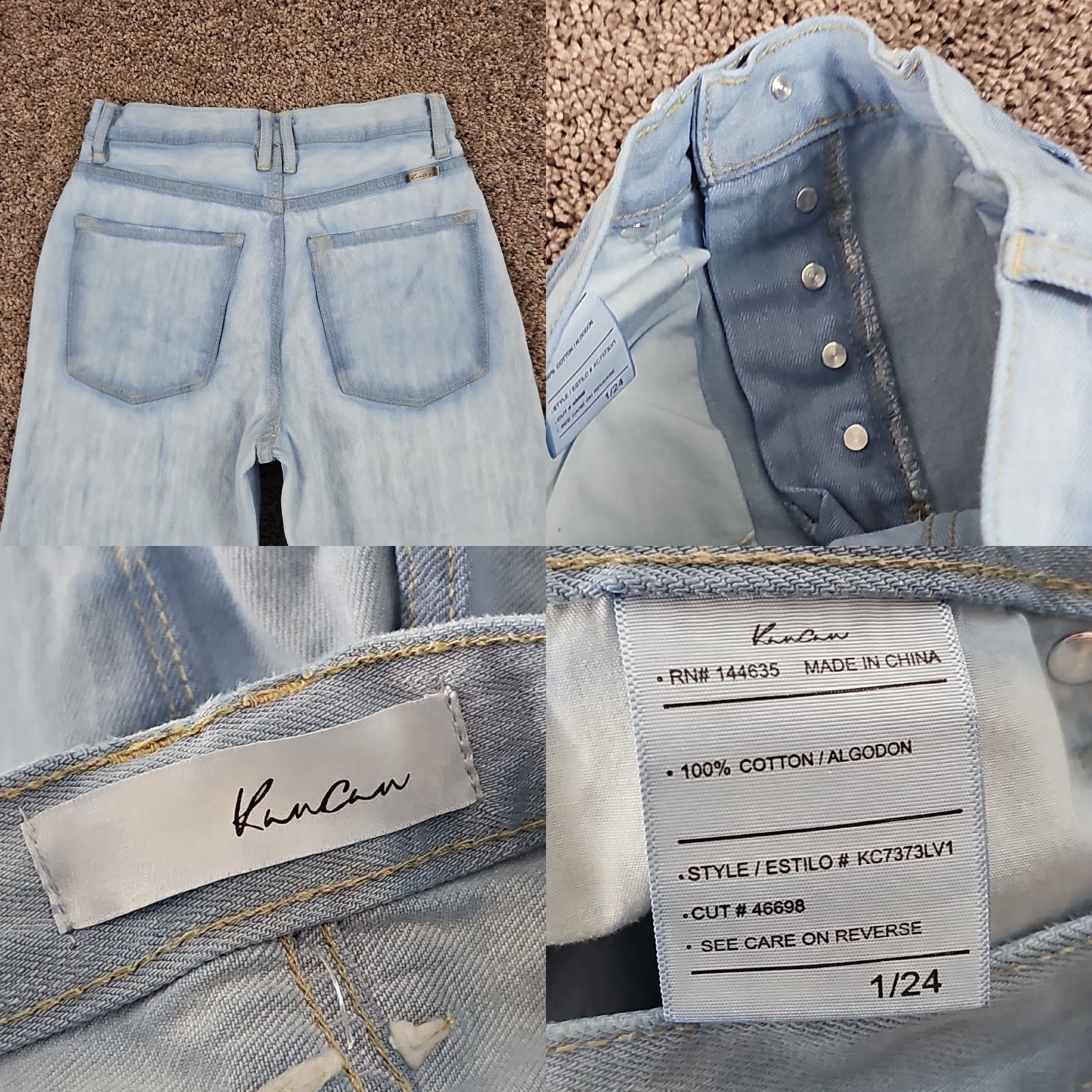 Vintage KanCan Jeans Womens Flare High Distressed Light Wash Denim Button Fly 24x33 Size 25" / US 0 / IT 36 - 8 Thumbnail
