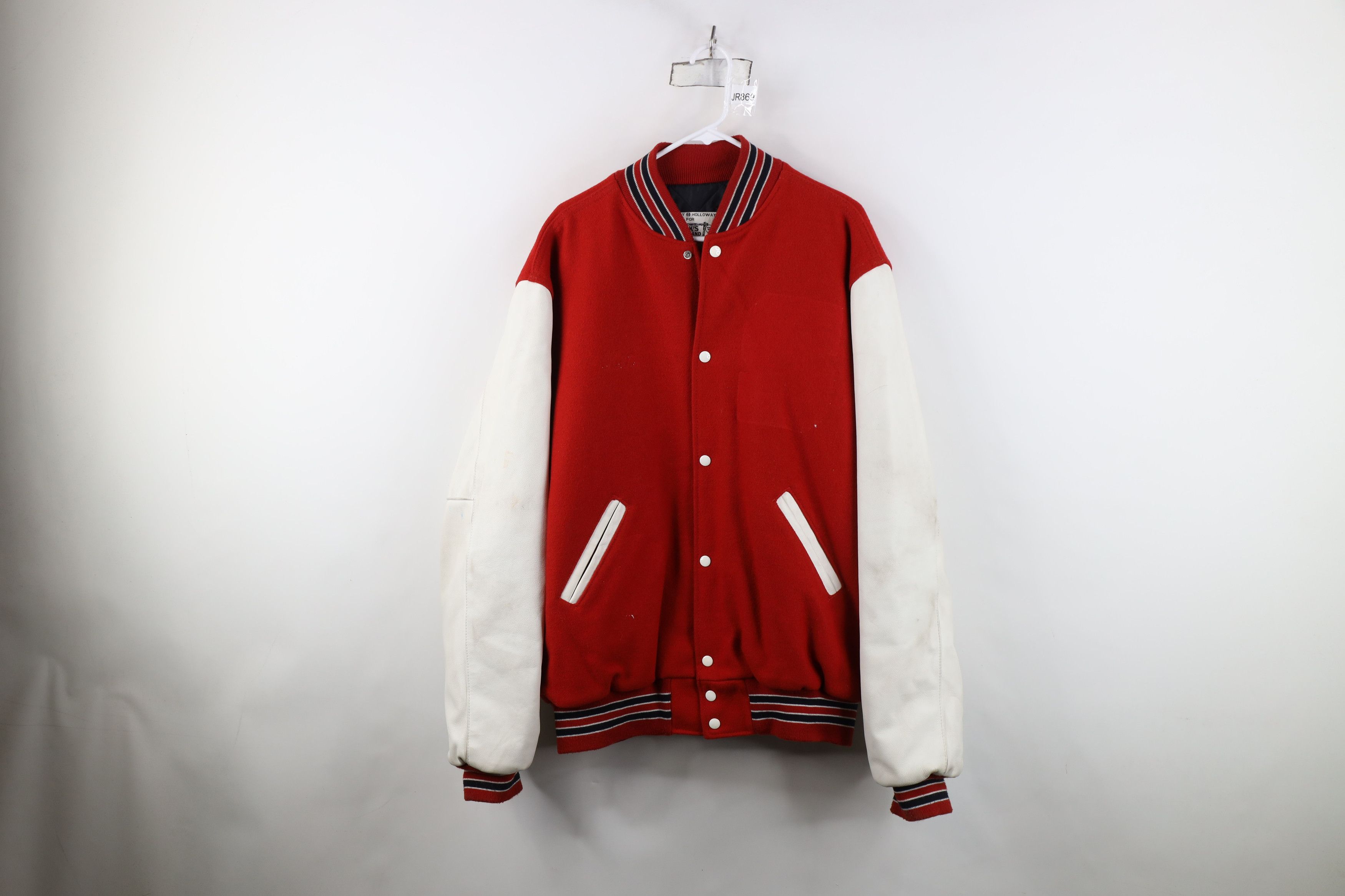 Vintage Vintage 90s Streetwear Long Varsity Letterman Jacket Red USA Size US XL / EU 56 / 4 - 1 Thumbnail