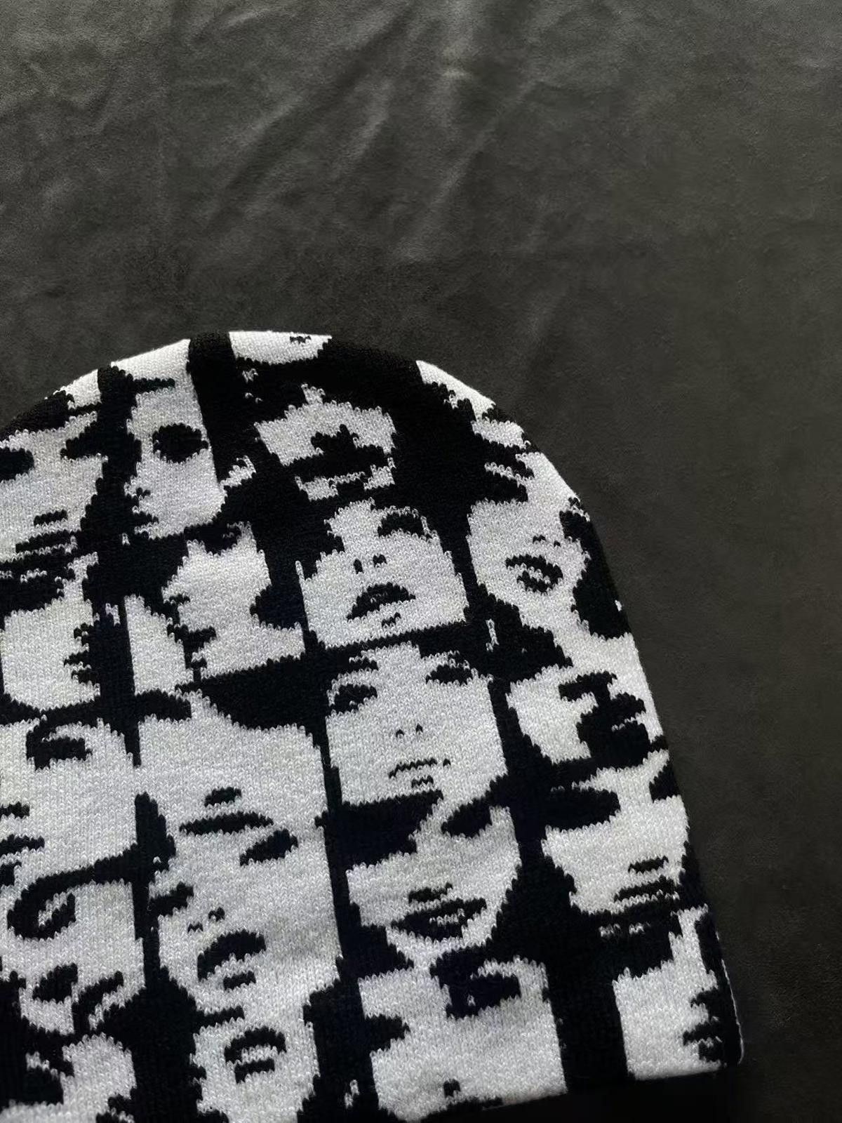 Japanese Brand Deadstock Black & White Multi-Face No Cuff Knit Green Beanie Size ONE SIZE - 6 Thumbnail