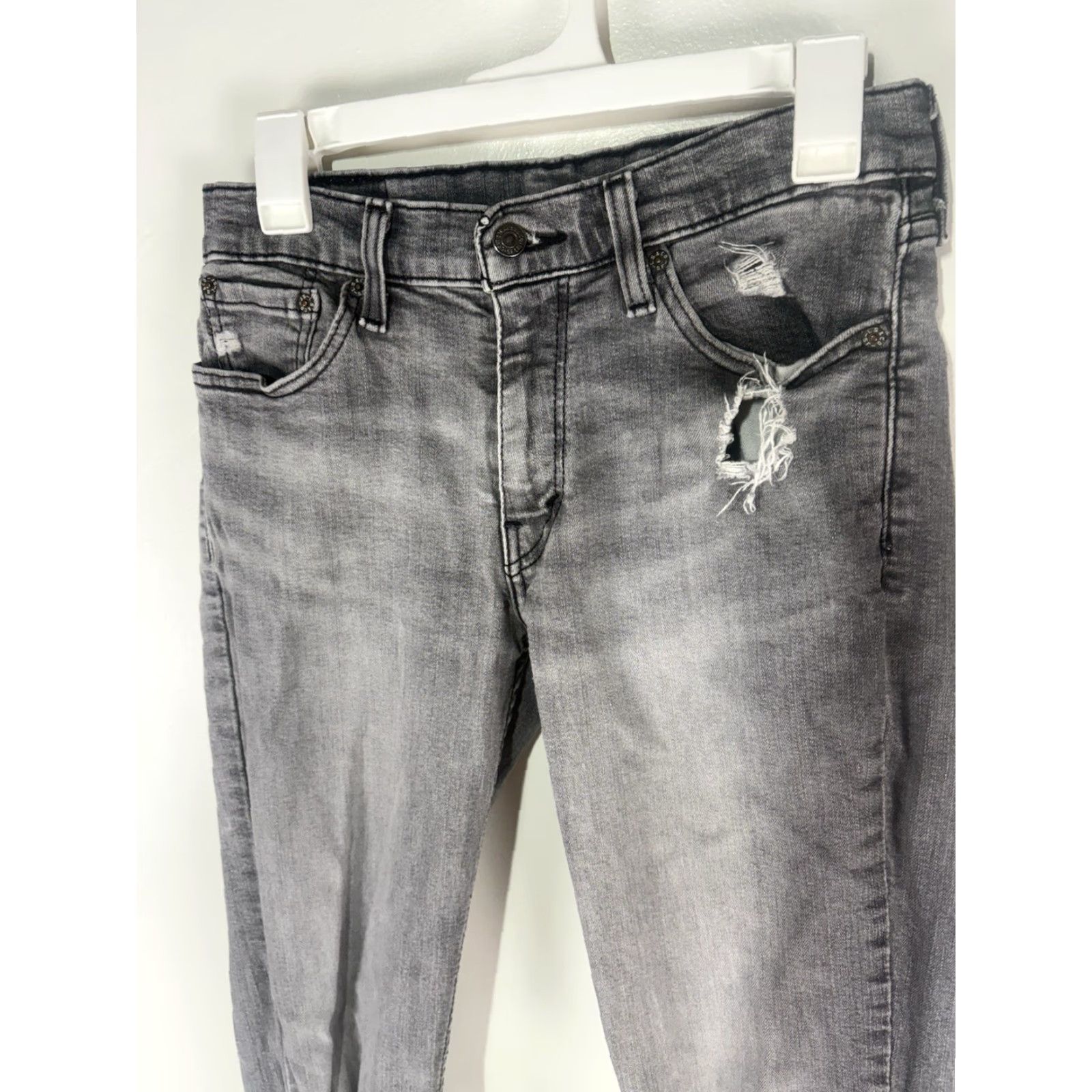 Levi's Levi's 511 Distressed Gray Skinny Jeans Men's 30x32 Size US 32 / EU 48 - 3 Thumbnail