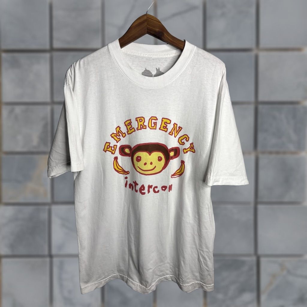 Vintage Emergency Intercom Shirt Mens M White Graphic Monkey Banana Podcast Tee Size US M / EU 48-50 / 2 - 1 Thumbnail