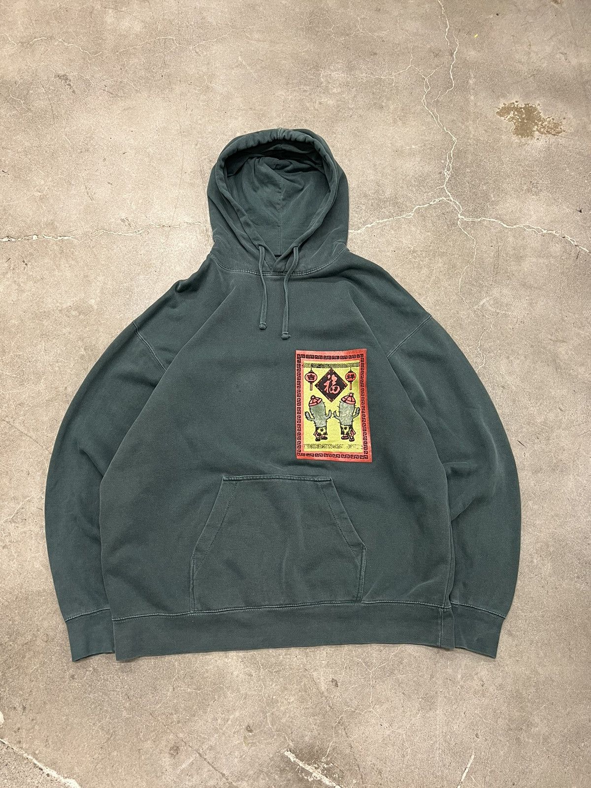 image of Cactus Plant Flea Market Cpfm 2017 Chinese New Year Hoodie Good Fortune in Green, Men's (Size XL)