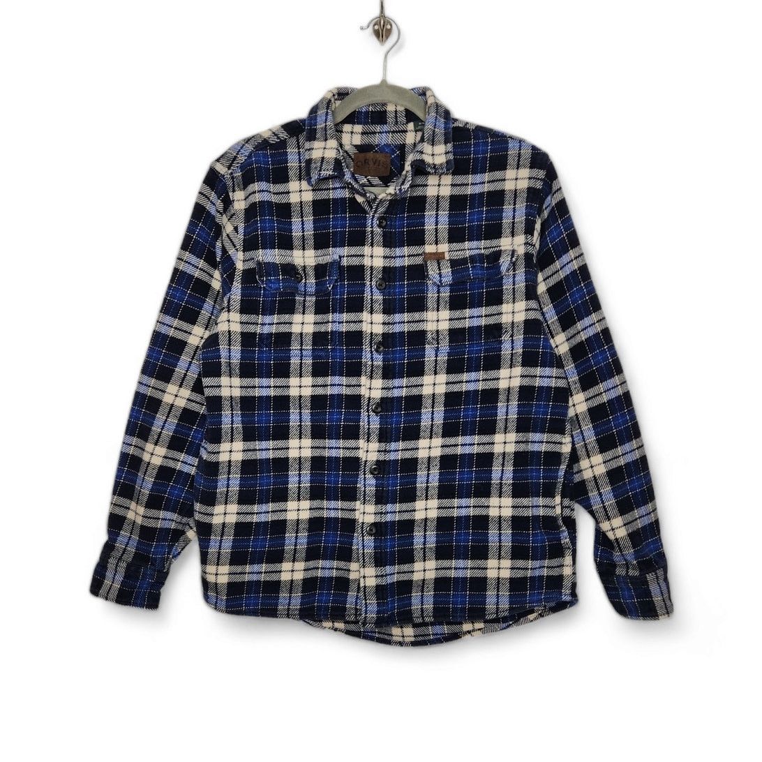 Orvis Vintage Orvis Y2K Flannel Thick Blue Medium Pockets Workwear Size US M / EU 48-50 / 2 - 1 Thumbnail