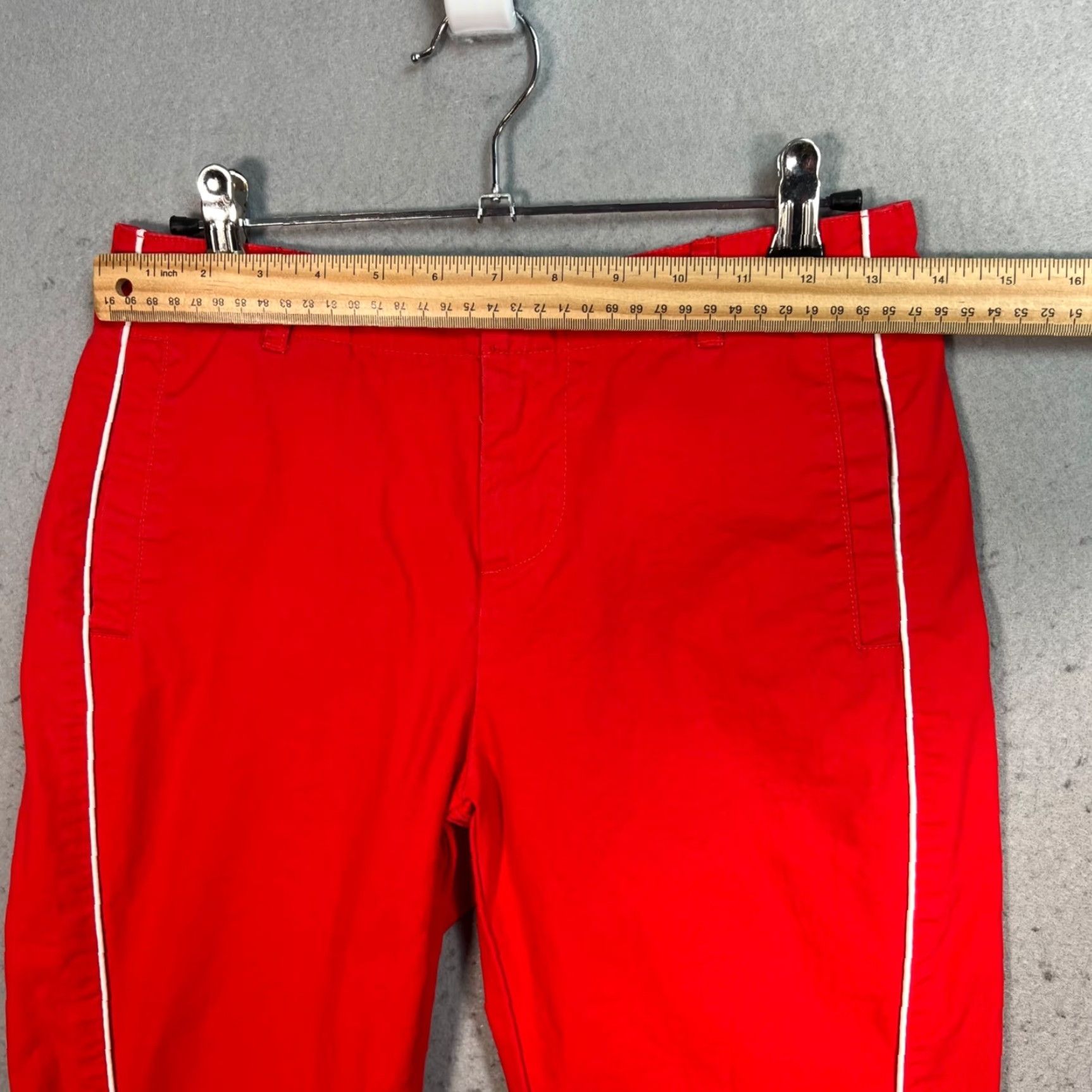 Bdg BDG Red Straight-Leg Pants With White Piping Size 0 100% Cotton Womens Size 25" / US 0 / IT 36 - 6 Thumbnail
