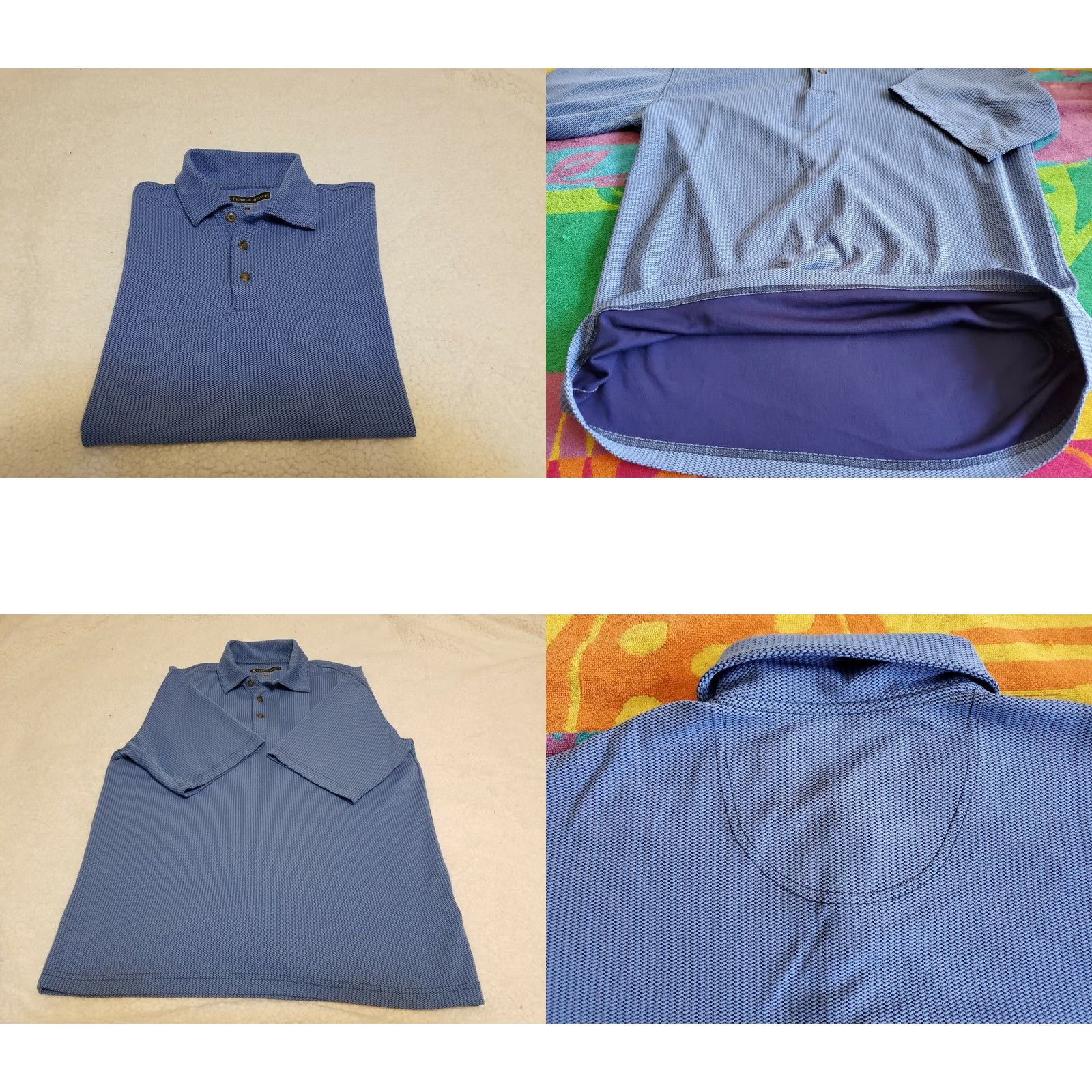 Vintage Pebble Beach Performance Polo/Golf Shirt Blue M Short Sleeve Collared Check Athletic Mens Regular Shirt Size US M / EU 48-50 / 2 - 8 Thumbnail