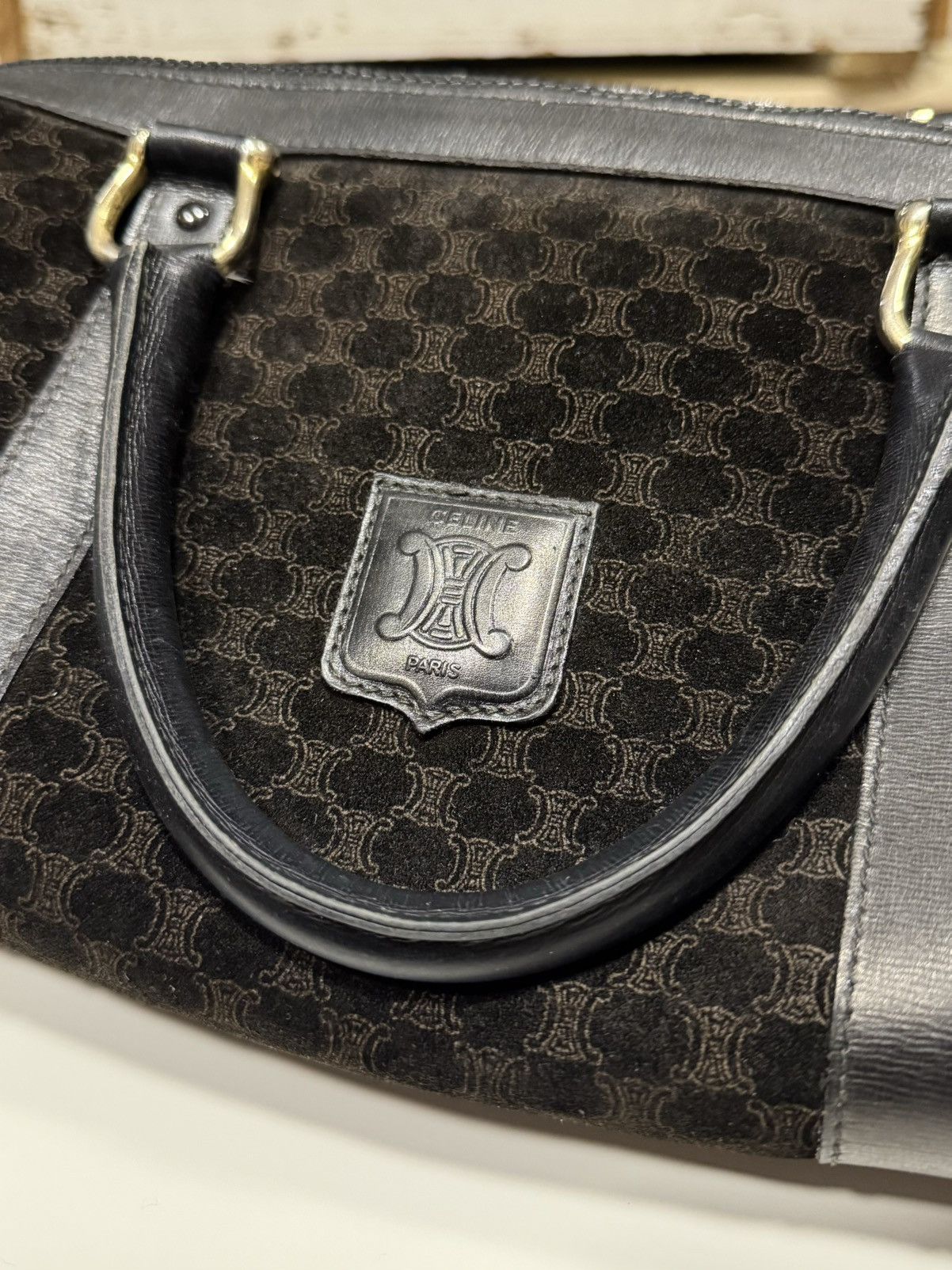 Celine ★0% TAX★ CELINE MACADAM SUEDE MONOGRAM SPORT BOSTON BAG 90S Size ONE SIZE - 6 Thumbnail