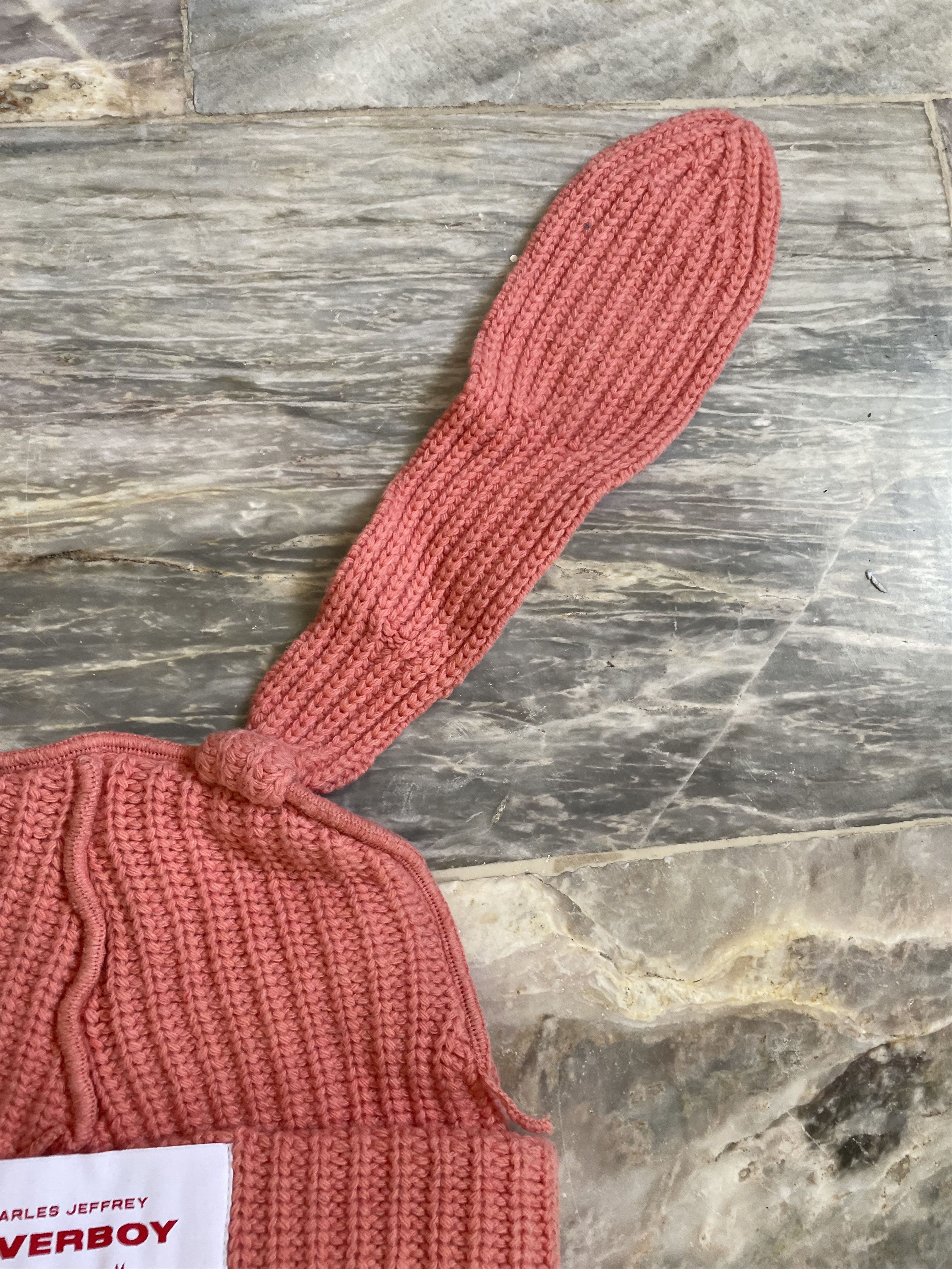Charles Jeffrey LOVERBOY Charles Jefferey LOVERBOY Pink Bunny Beanie Size ONE SIZE - 5 Thumbnail