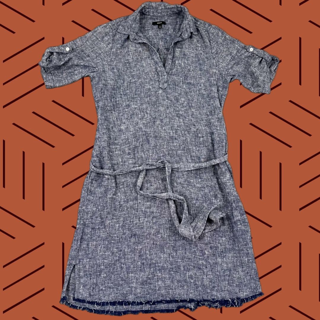 Drew Drew Dress Womens Small Blue Lightweight Linen Cotton Tie Front Half Sleeve Casual Shift Size S / US 4 / IT 40 - 1 Thumbnail