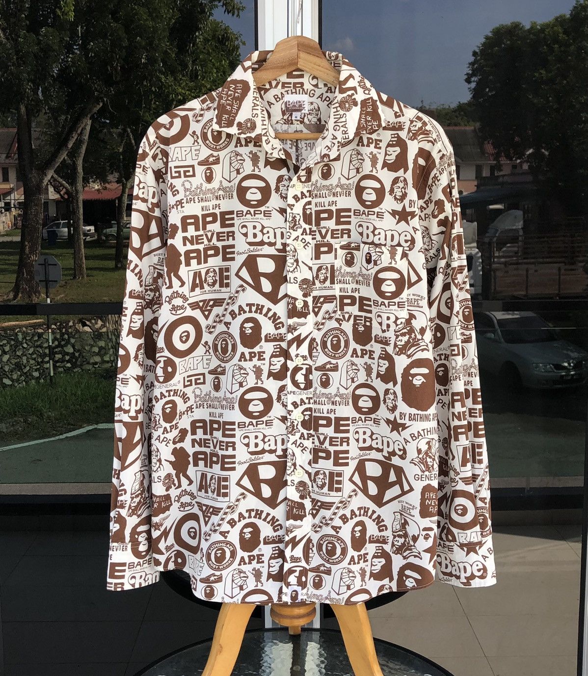 Bape Newspaper Logo Button Up Shirt Size US M / EU 48-50 / 2 - 2 Thumbnail