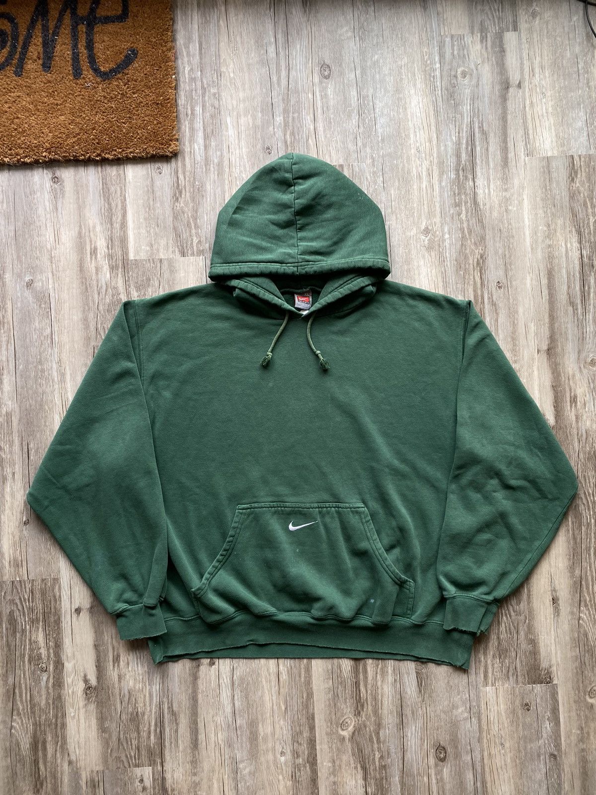 Pre-owned Nike X Vintage 90's Nike Center Swoosh Embroidered Essential Hoodie In Green