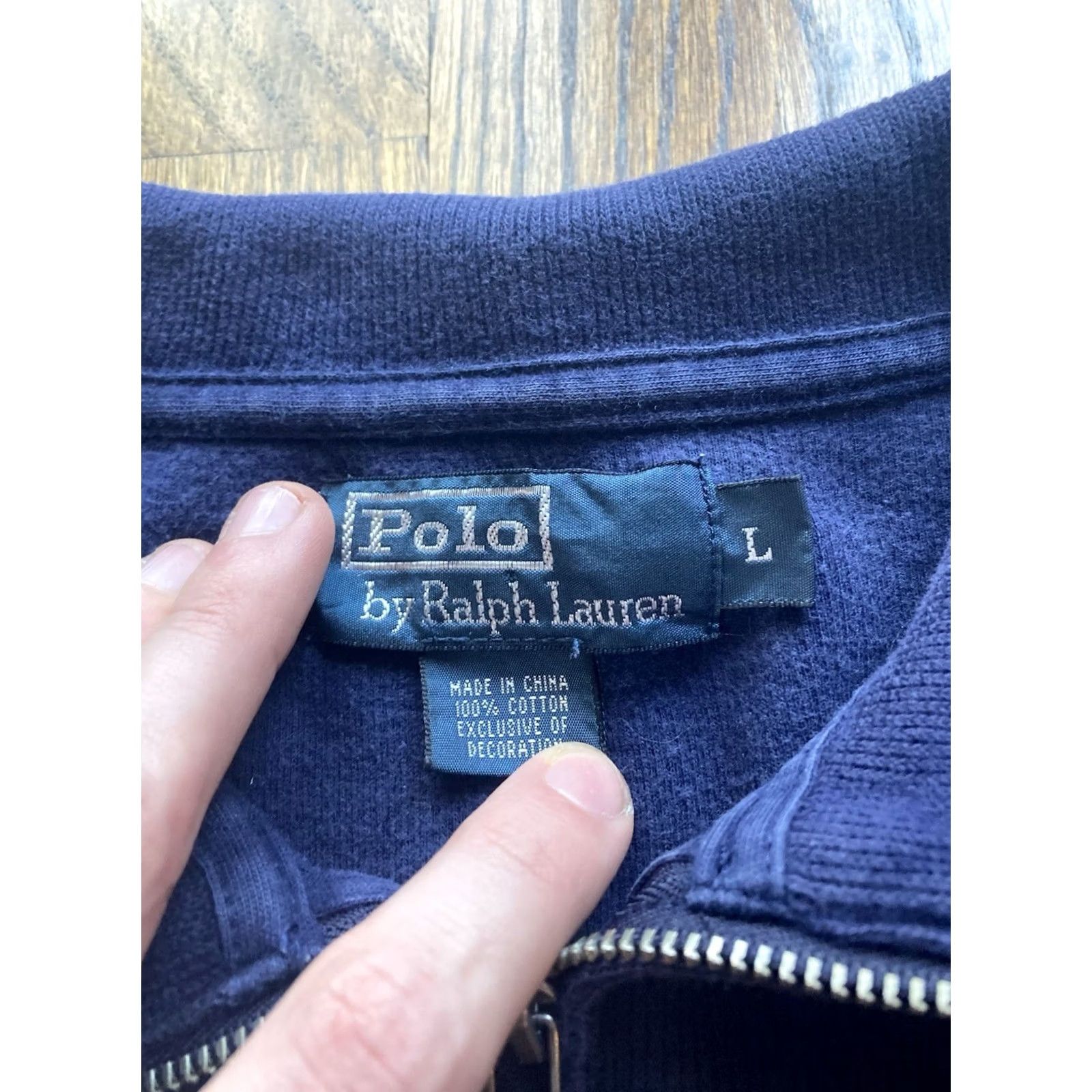 Polo Ralph Lauren VINTAGE Polo Ralph Lauren Mens L 1/4 Sweater Knit Pullover Navy Blue Cotton Small Pony Size US L / EU 52-54 / 3 - 5 Thumbnail