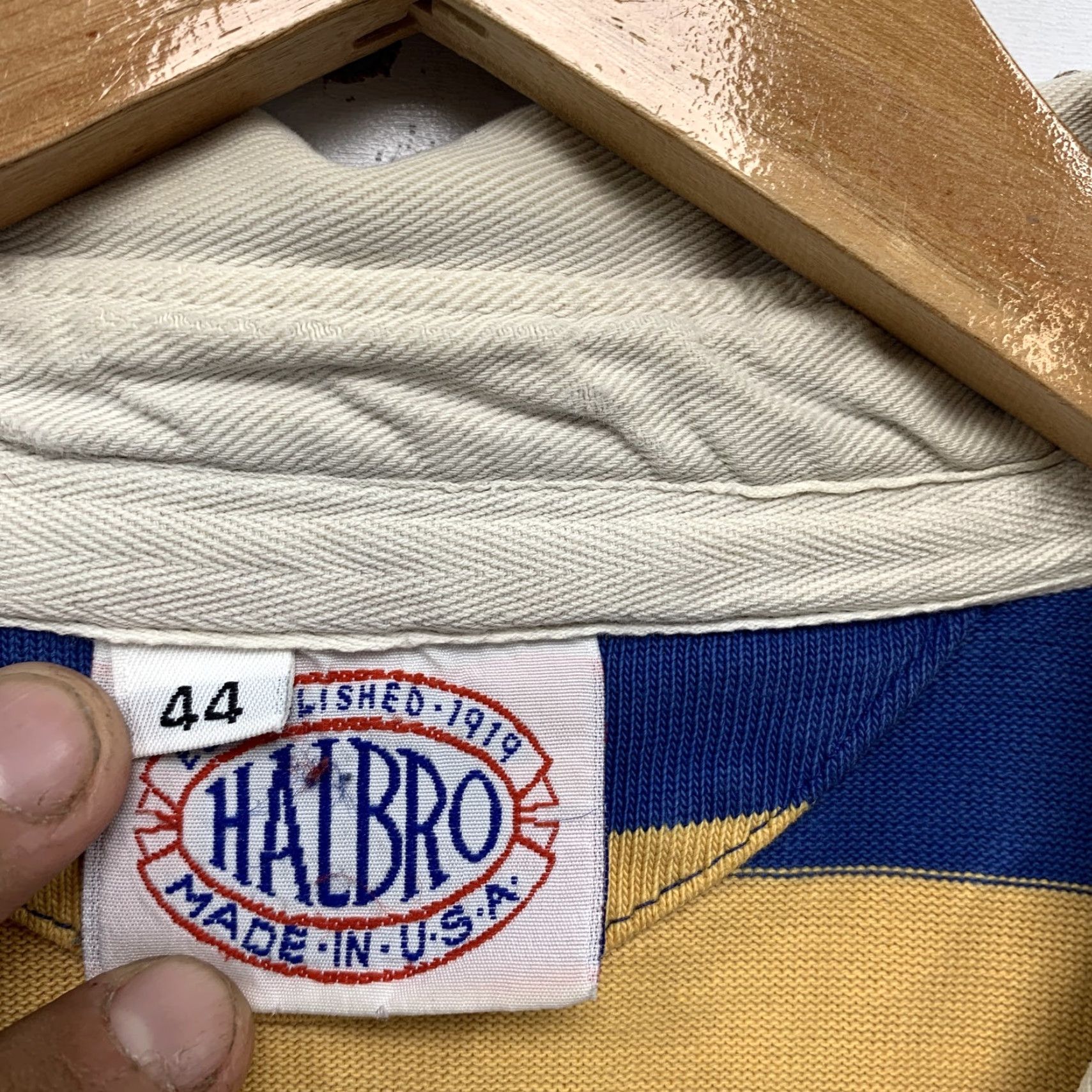 Vintage VINTAGE Rugby Polo Shirt Mens Striped Cotton Blue Yellow Size US XXL / EU 58 / 5 - 2 Thumbnail