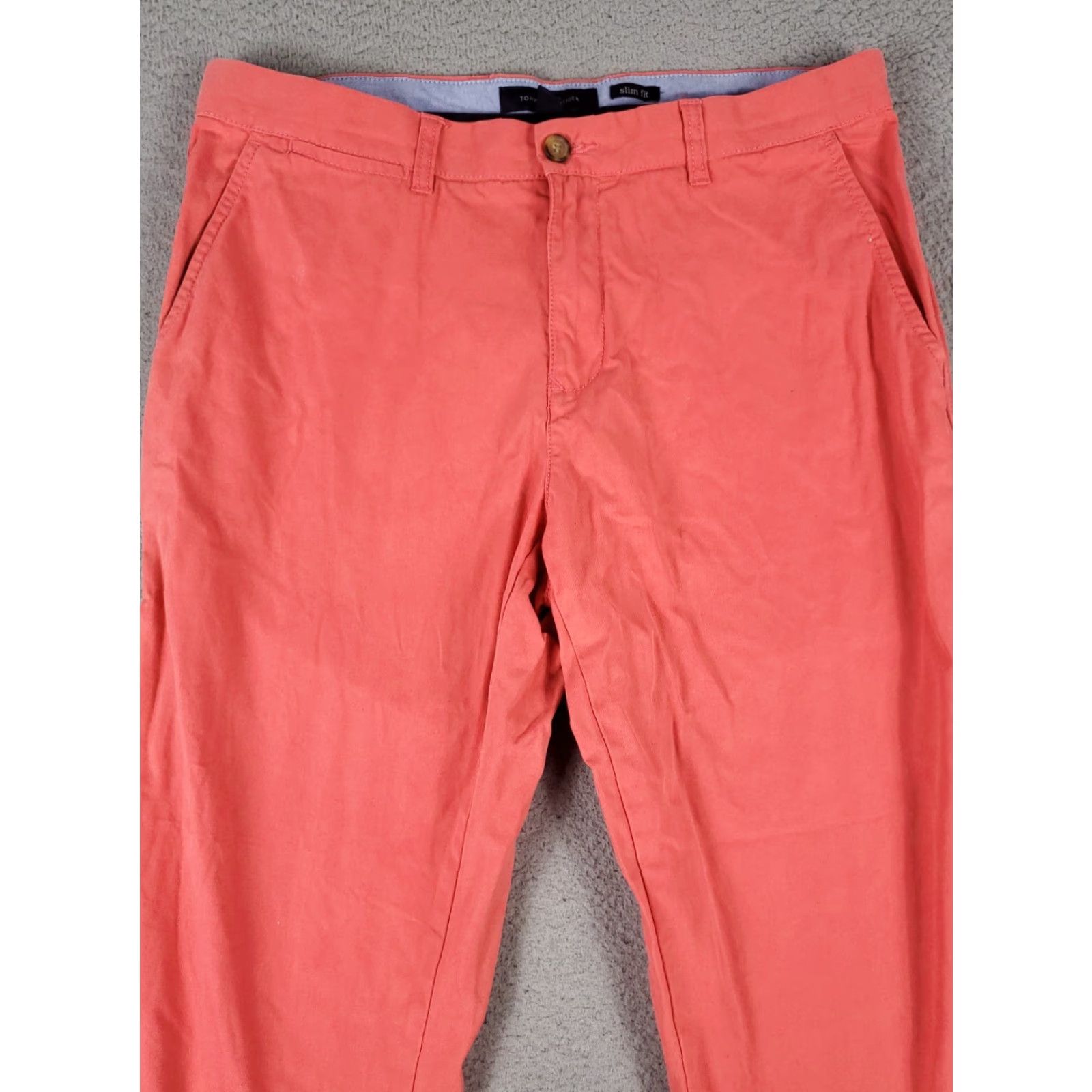 Tommy Hilfiger VINTAGE Tommy Hilfiger Pants Men 34x30 Chino Flat Front Casual Button Zip Pink Cotton Size US 34 / EU 50 - 2 Thumbnail
