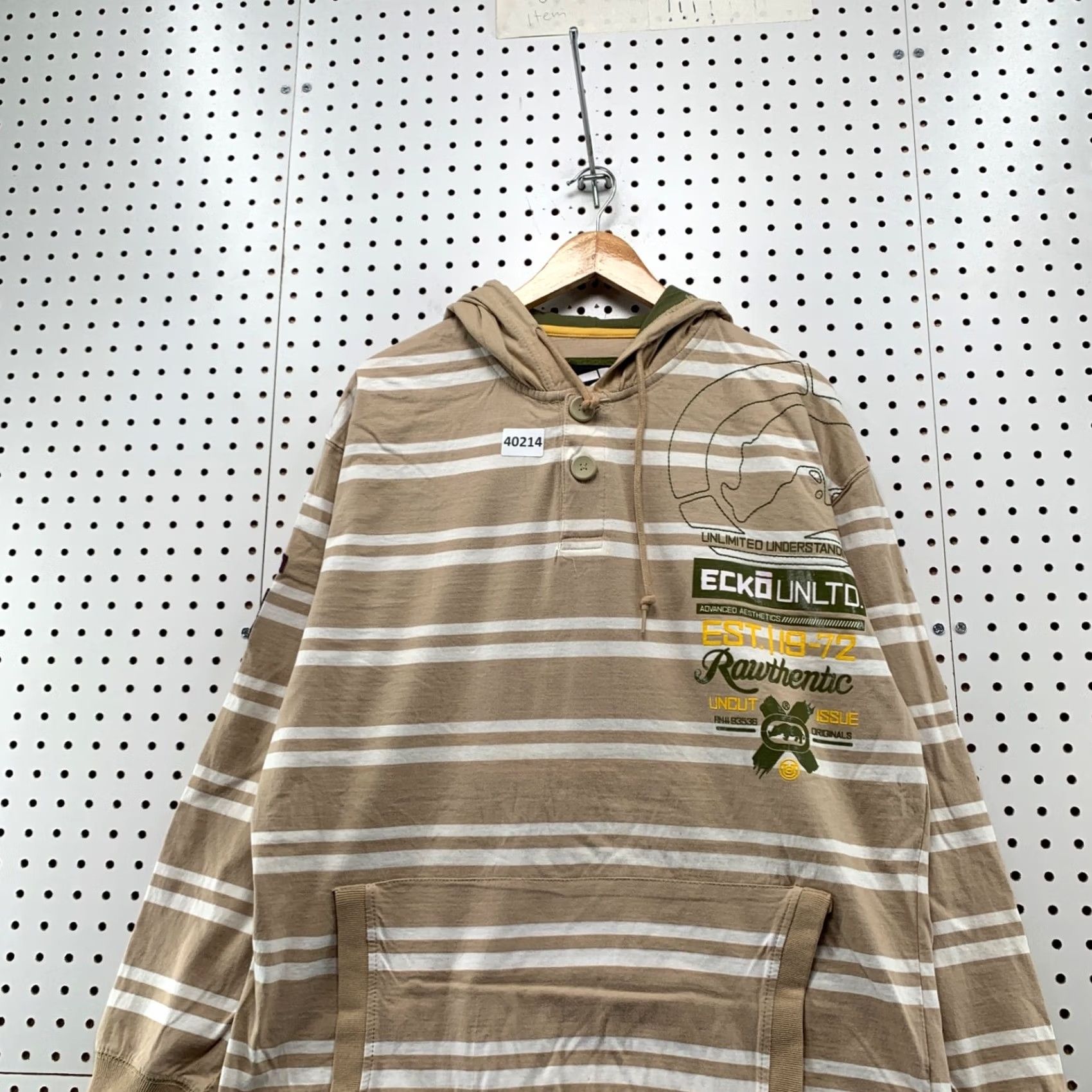 Vintage VINTAGE Y2K Ecko Hoodie Shirt Men XL Brown White Striped Rhino Button Pullover Size US XL / EU 56 / 4 - 4 Thumbnail