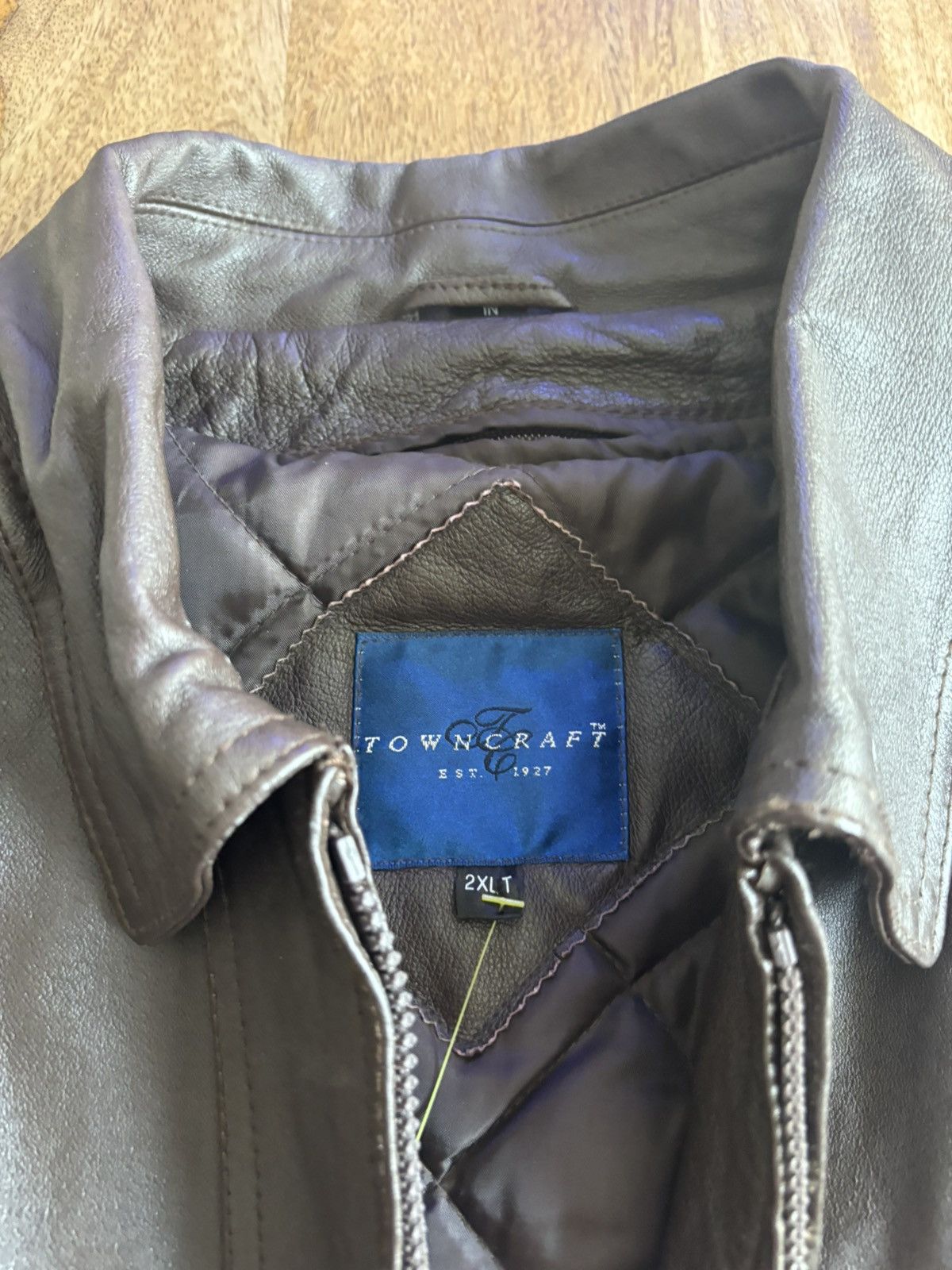 Towncraft Mens dark brown leather jacket Size US XXL / EU 58 / 5 - 3 Thumbnail