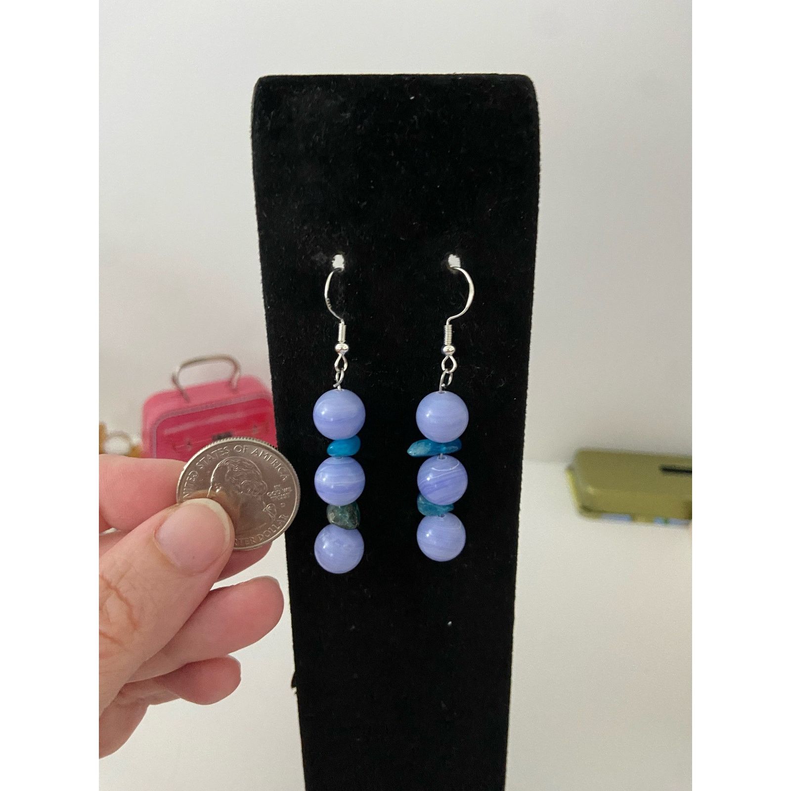 Handmade Handmade Blue lace agate and apatite chip bead earrings Size ONE SIZE - 2 Thumbnail