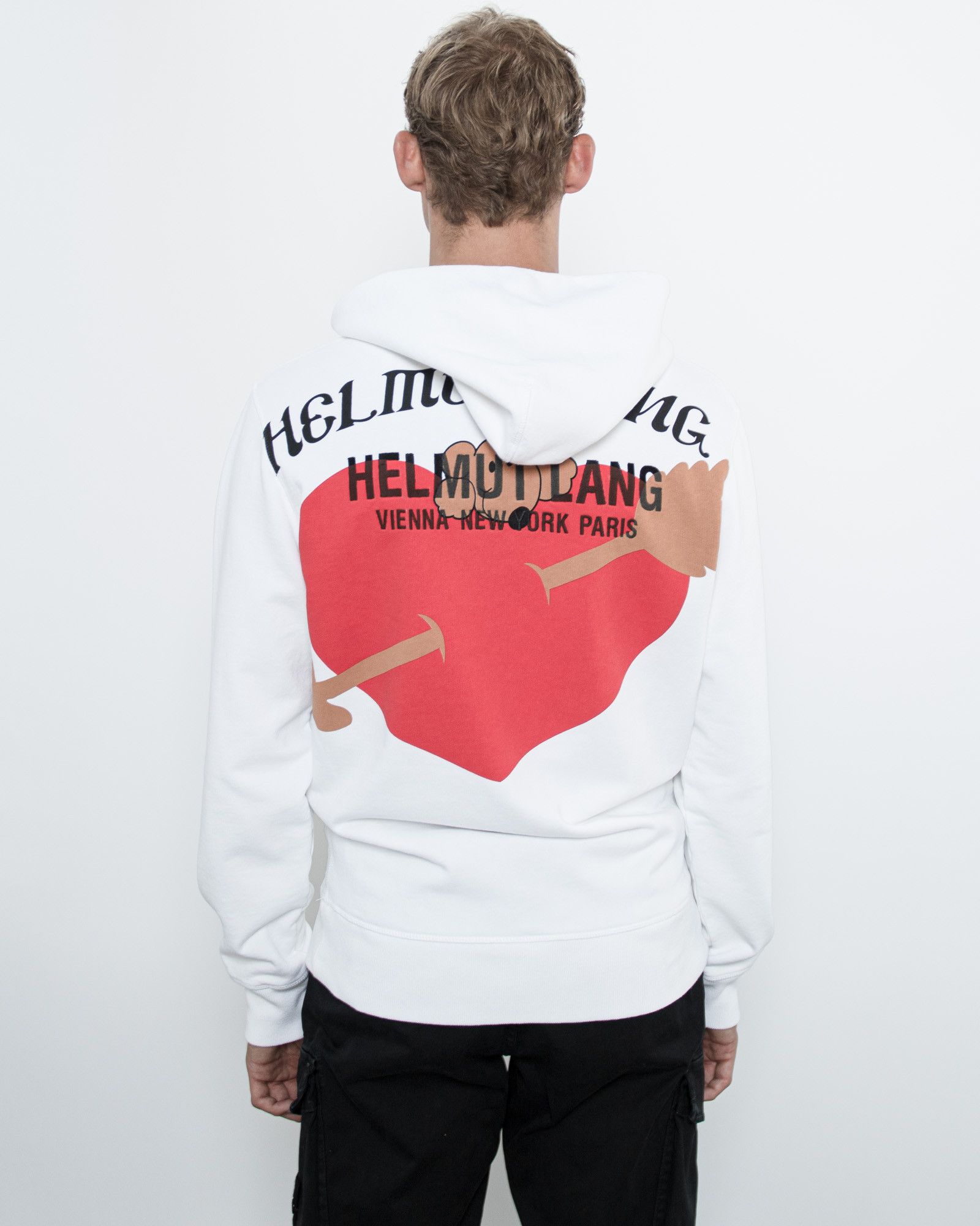 White Valentine Embroidered Logo Hoodie