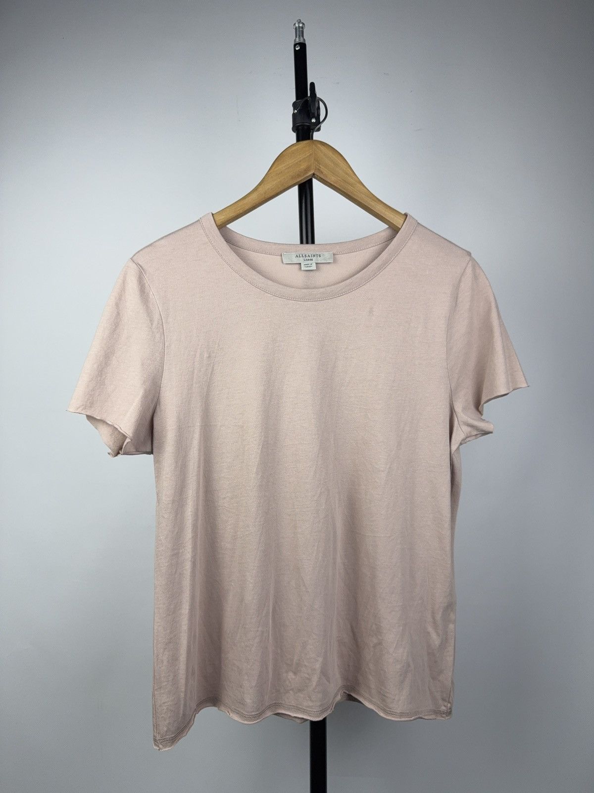 Allsaints Avant Garde Luxury AllSaints Soft Blush Pink Cotton T-Shirt Size L / US 10 / IT 46 - 1 Thumbnail