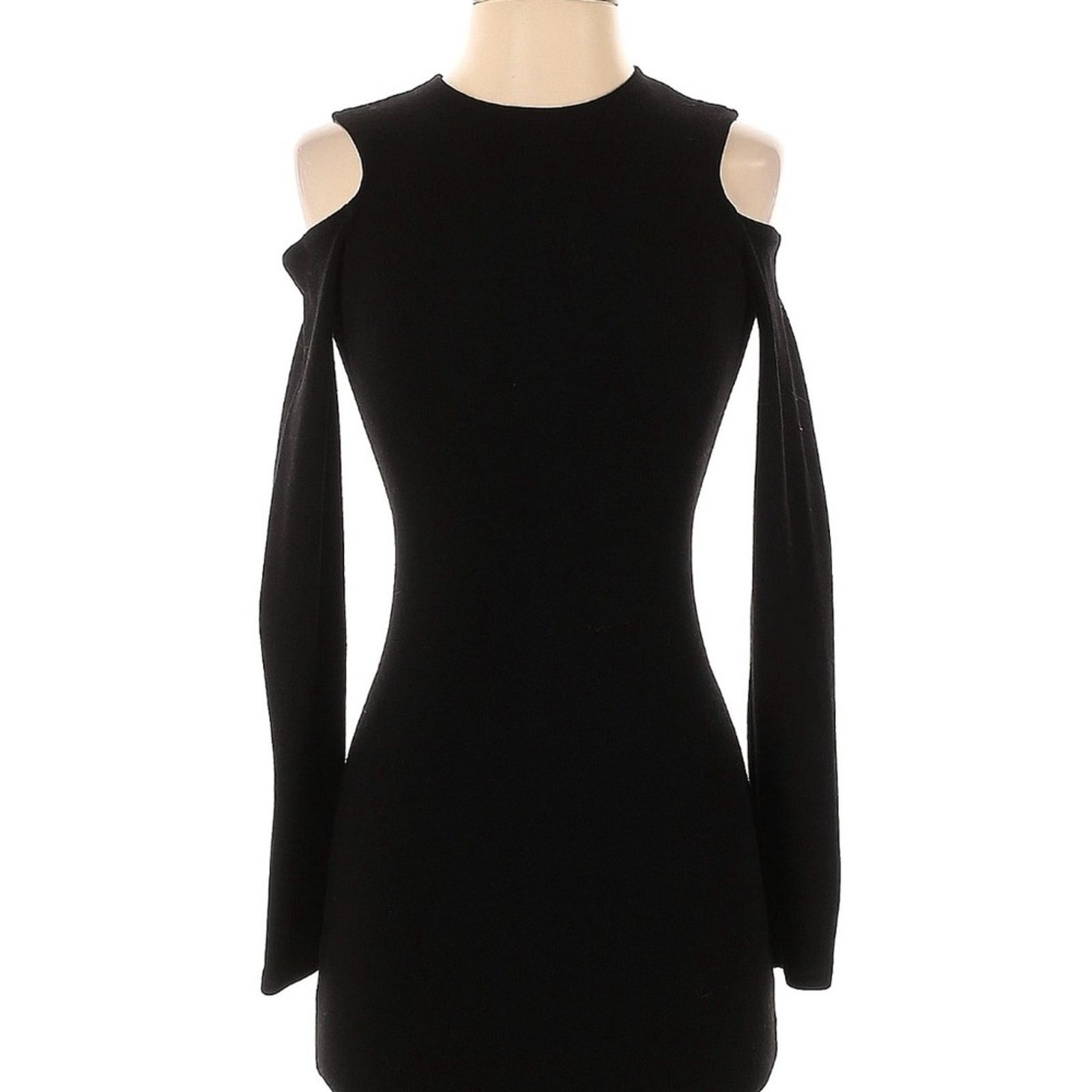 & Other Stories Olivaceous Black Long Sleeve Cold Shoulder Dress Size S / US 4 / IT 40 - 1 Thumbnail