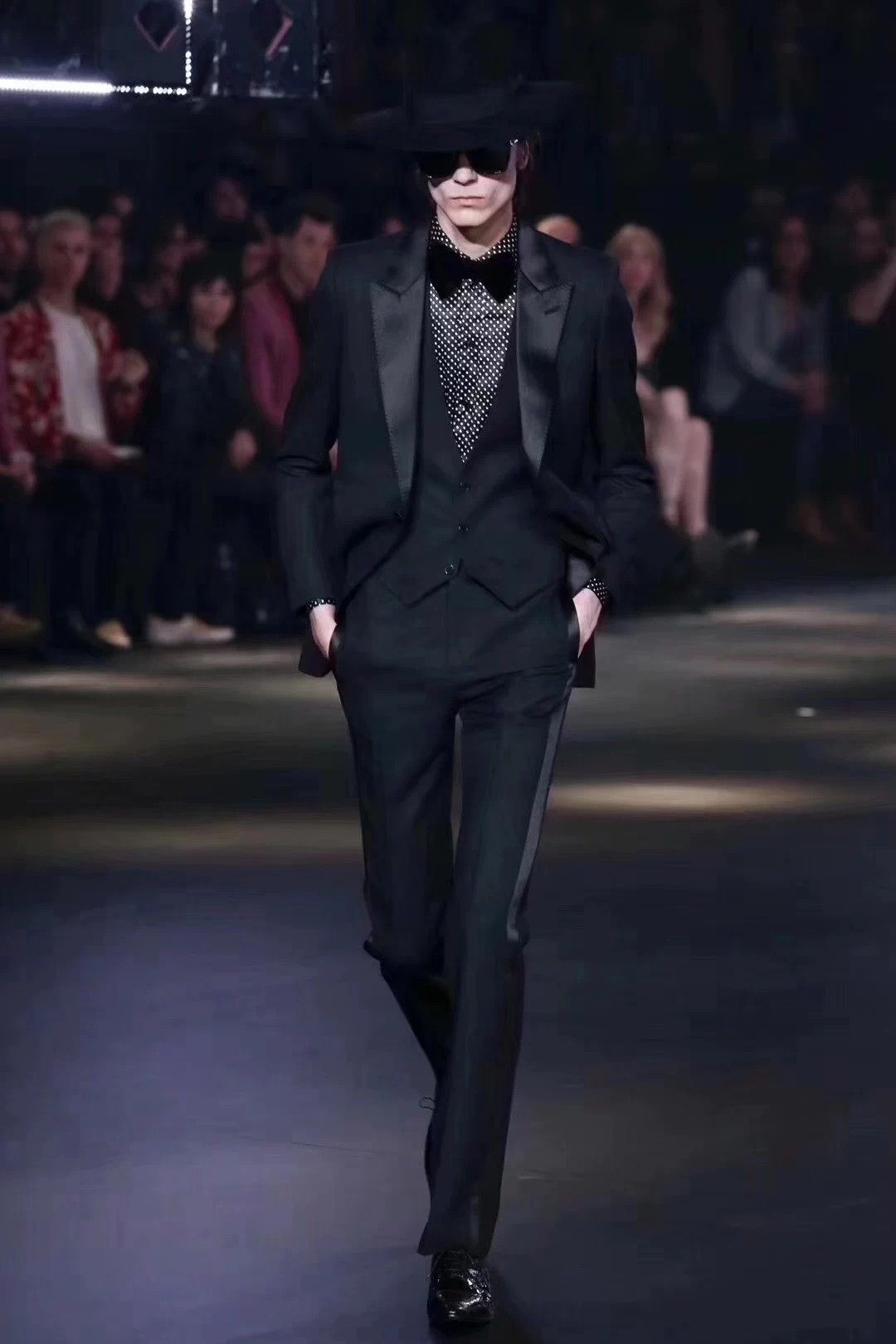Saint Laurent Paris SLP 16fw topstitch sword collar smoking jacket sample Size 44S - 2 Thumbnail