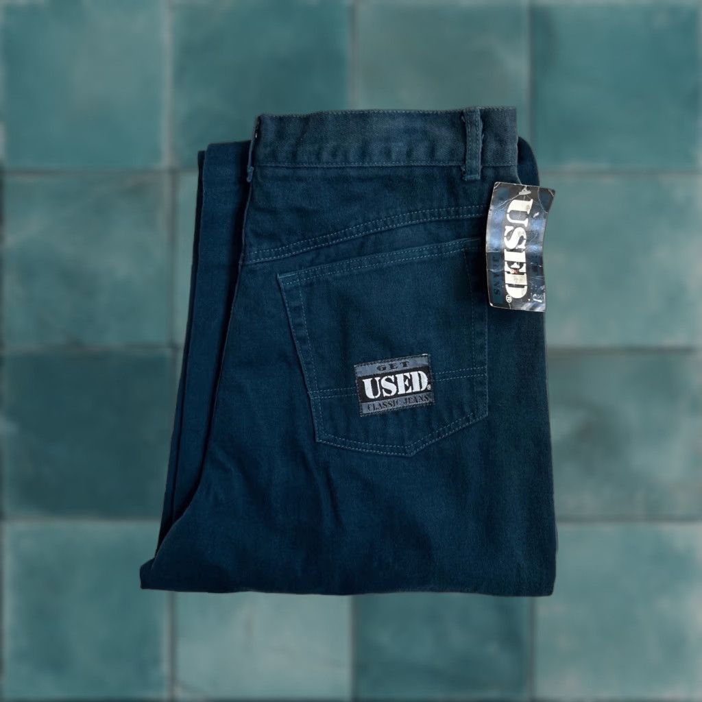 Denime VINTAGE Get Used Jeans Mens 38 Blue 90s NWT Deadstock Denim Jeans Clothing 33 Inseam Side Pockets Back Pockets 90s Theme Mens weight 38? Size US 38 / EU 54 - 1 Thumbnail