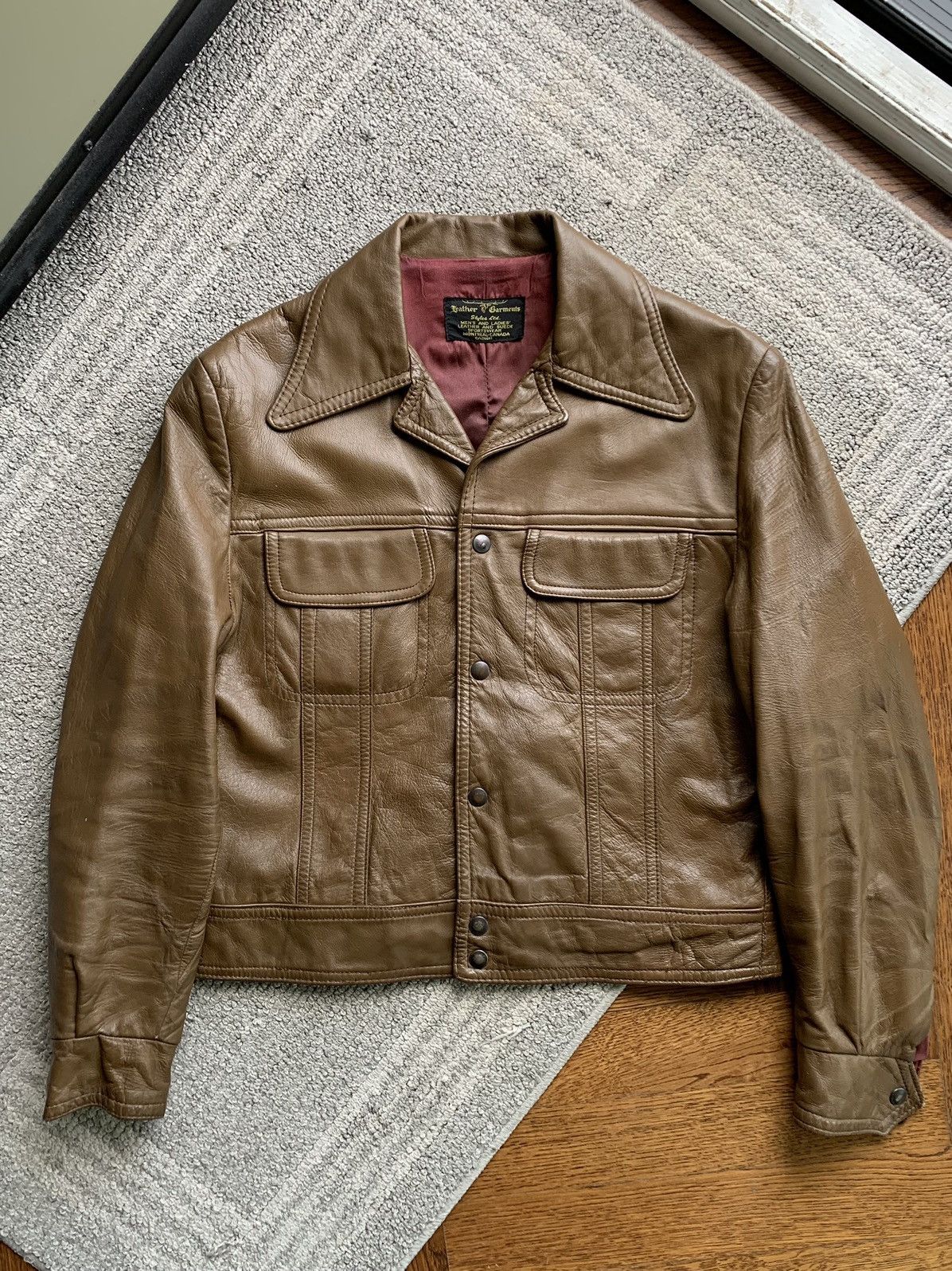 Danier × Vintage 1970s Leather Jacket Pants Vintage Matching Two Piece Set 60 Size M / US 6-8 / IT 42-44 - 3 Thumbnail
