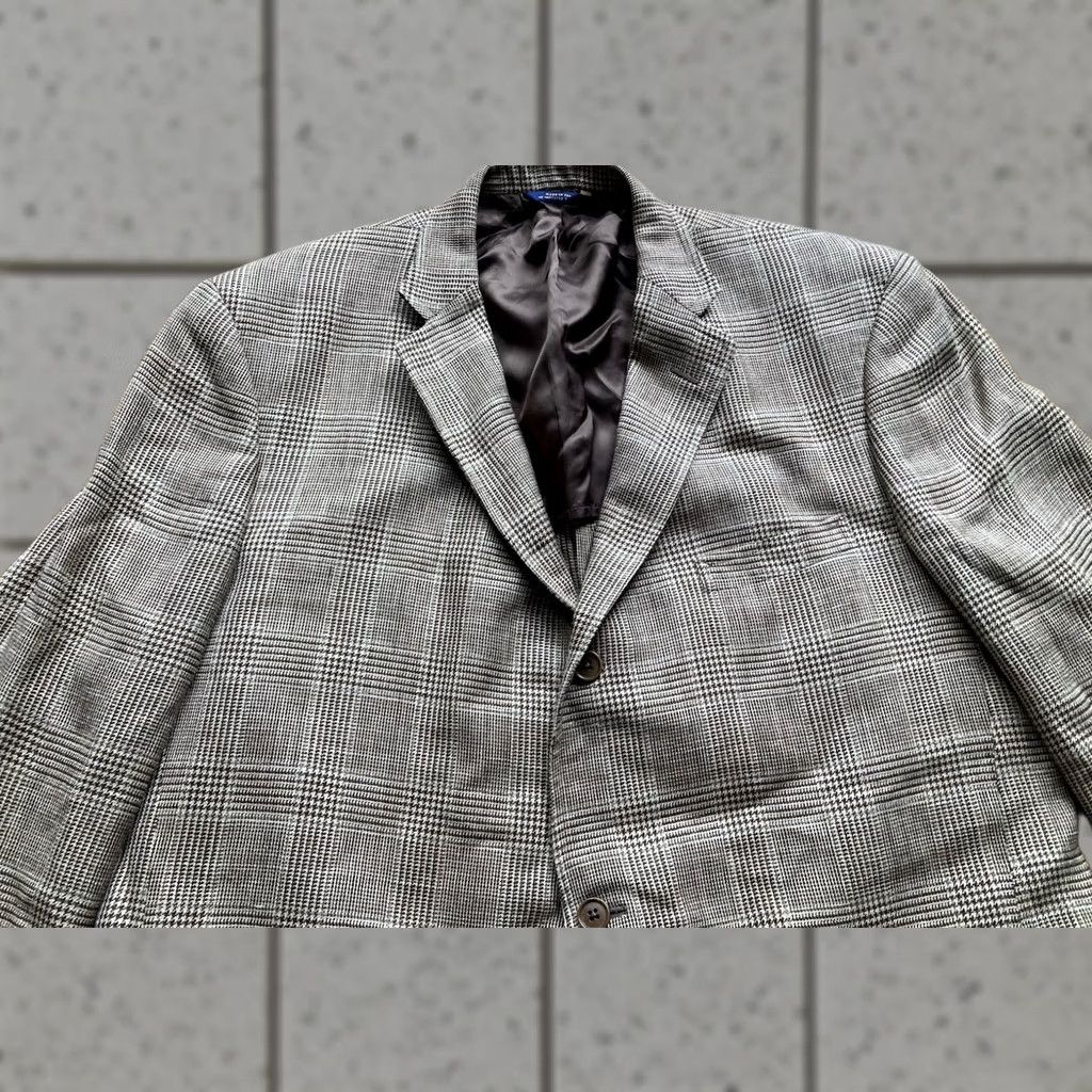 Brooks Brothers BROOKS BROTHERS Blazer Mens 50XL Brown Glen Plaid Silk Linen Wool 3 Button Size 50R - 1 Thumbnail