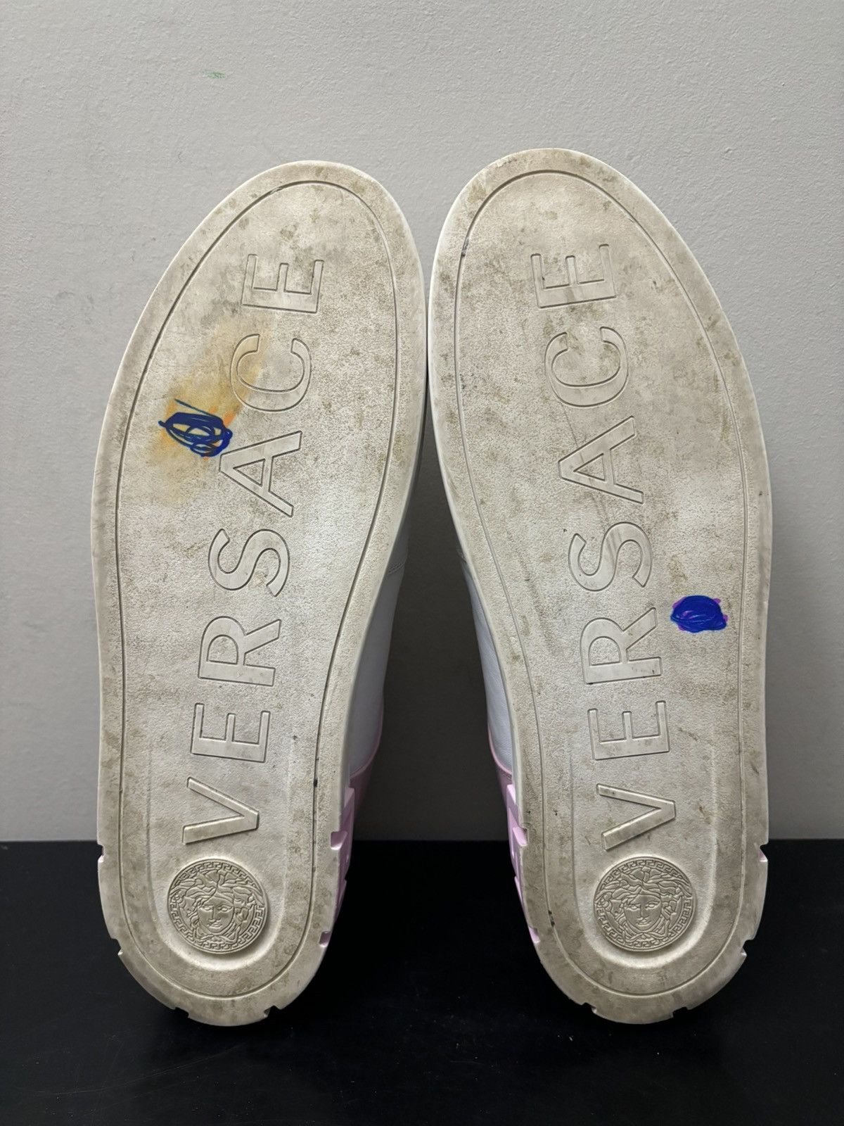 Versace Versace Greca Leather Zip Sneakers White Pink Size US 12 / EU 45 - 6 Thumbnail