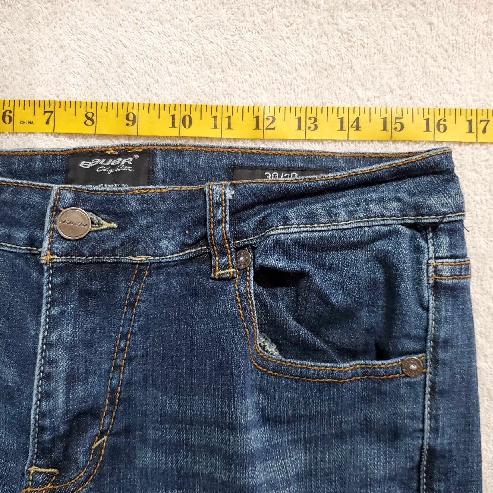 Vintage Bauer Jeans Mens Y2K Grunge 30 x 28 Blue Straight Jeans Mens Size US 30 / EU 46 - 5 Thumbnail