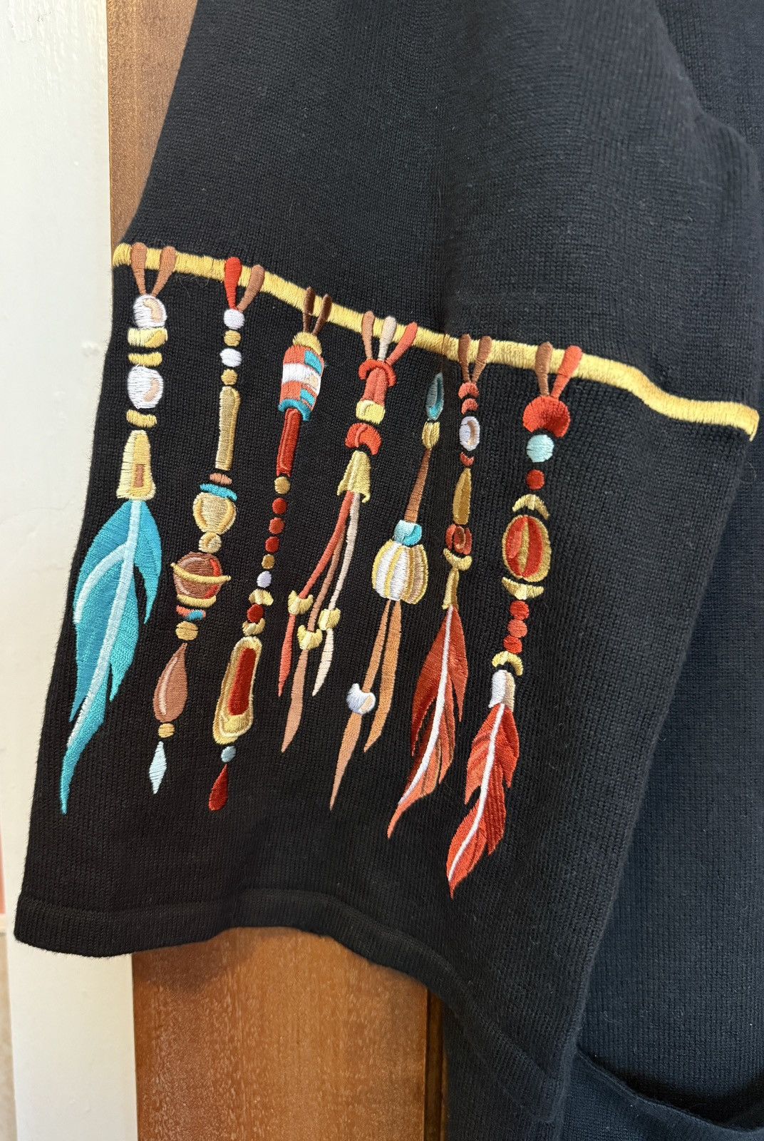 Bob Mackie Bob Mackie Black Art Feather Cardigan Sweater Dream Catcher Size XL / US 12-14 / IT 48-50 - 5 Thumbnail