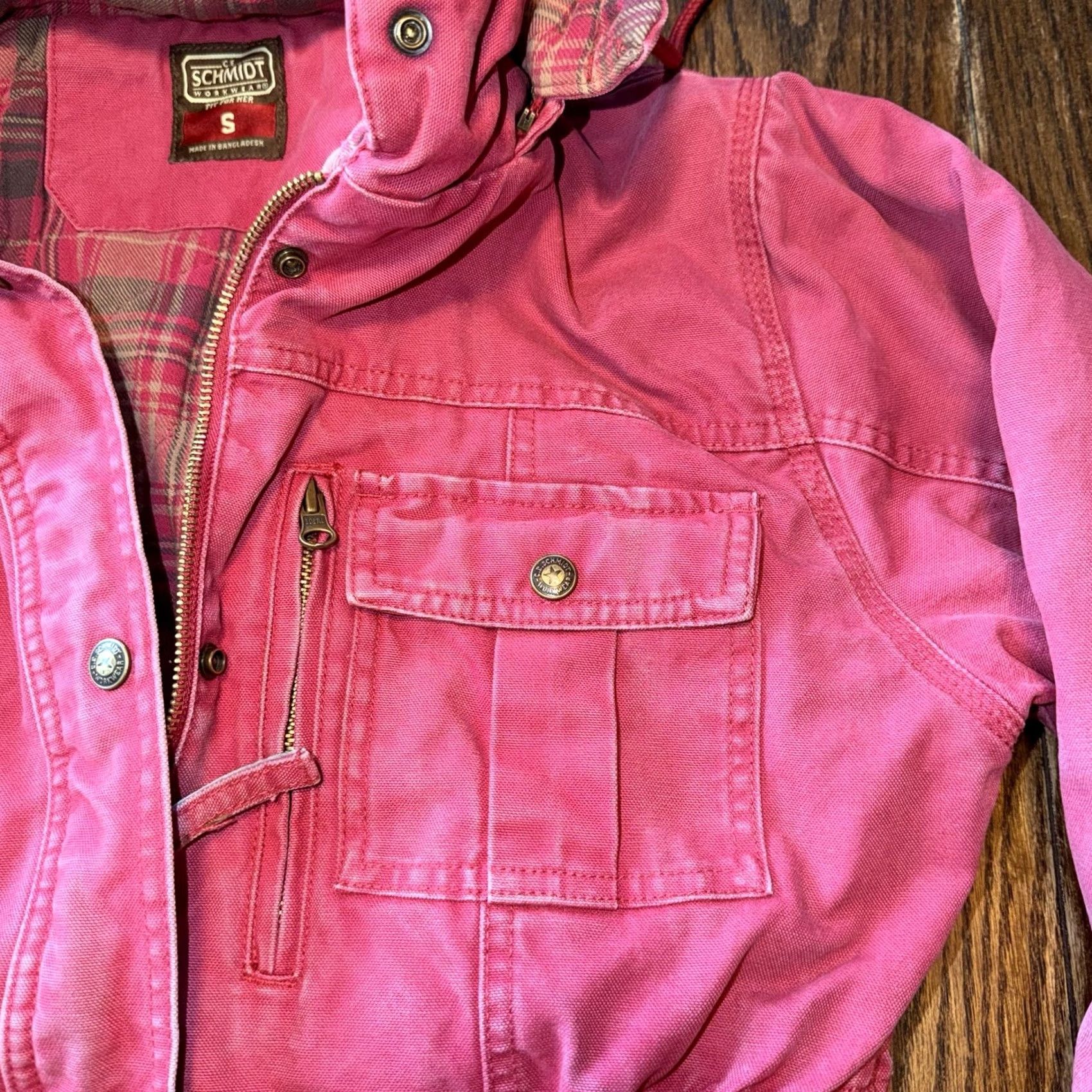 Vintage VINTAGE C.E. SCHMIDT WORKWEAR Red Canvas Jacket Coat Small Removable Hood Womens Jacket Size S / US 4 / IT 40 - 4 Thumbnail
