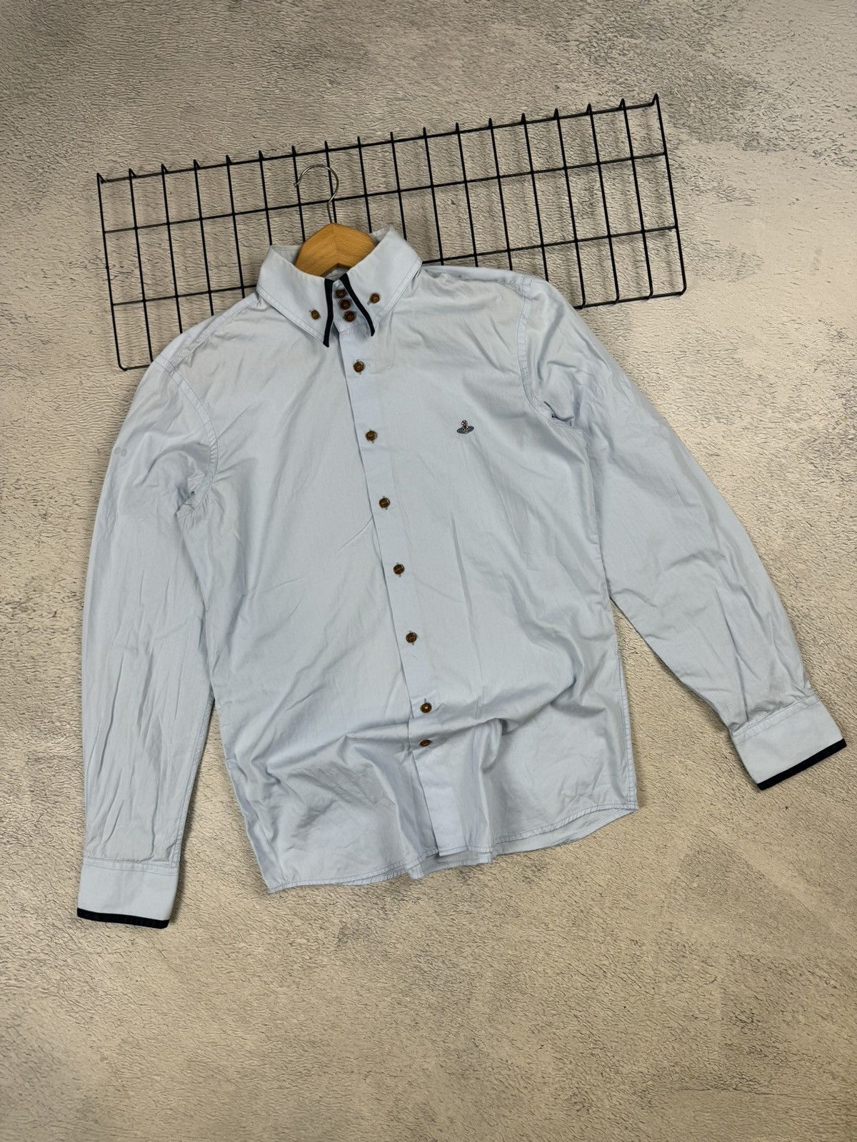 Blue Vivienne Westwood Button Krall Shirt Orb Embroidery