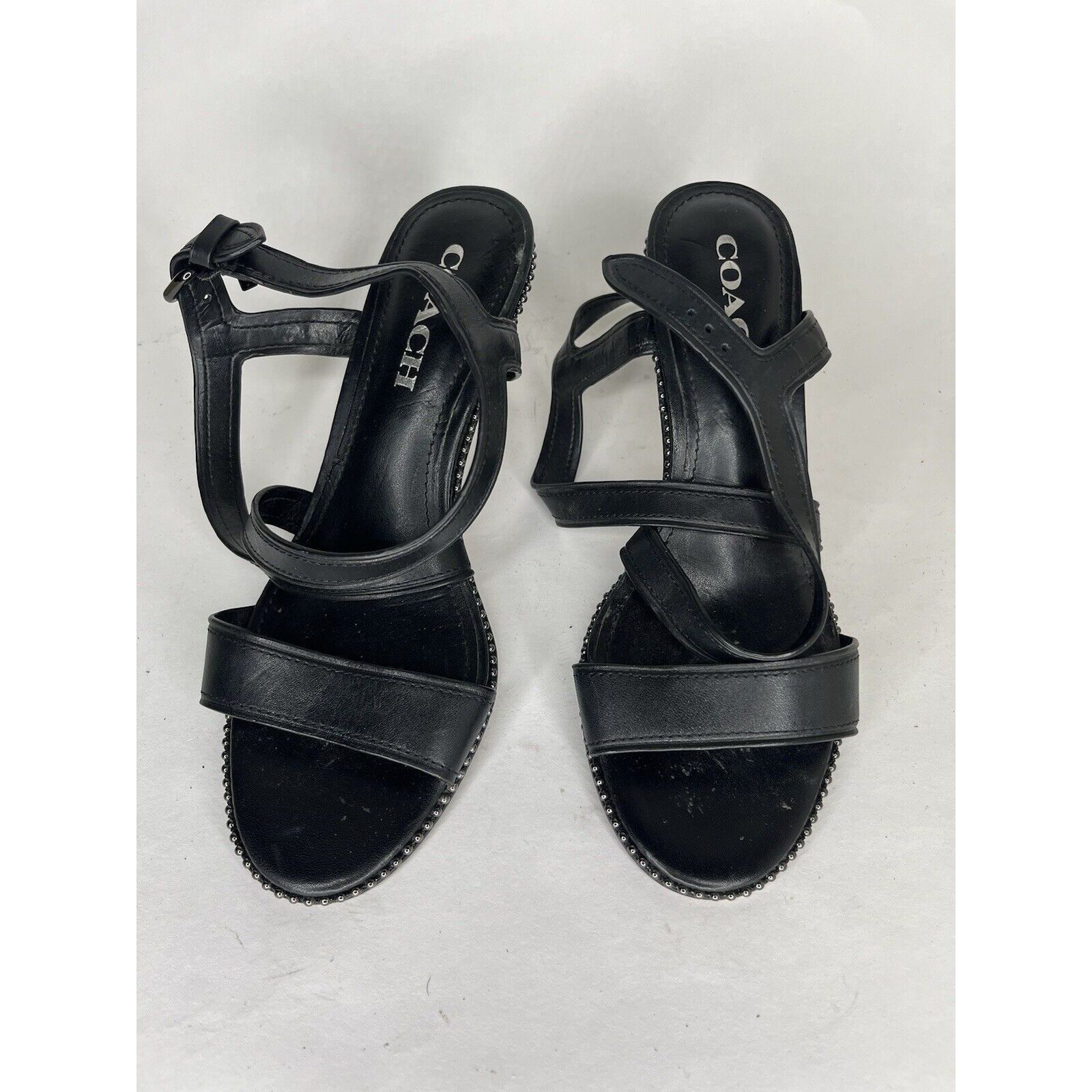 Coach Coach Black Leather Open Toe Ankle Strap Heel Sandals Women Size US 7.5 / IT 37.5 - 10 Thumbnail