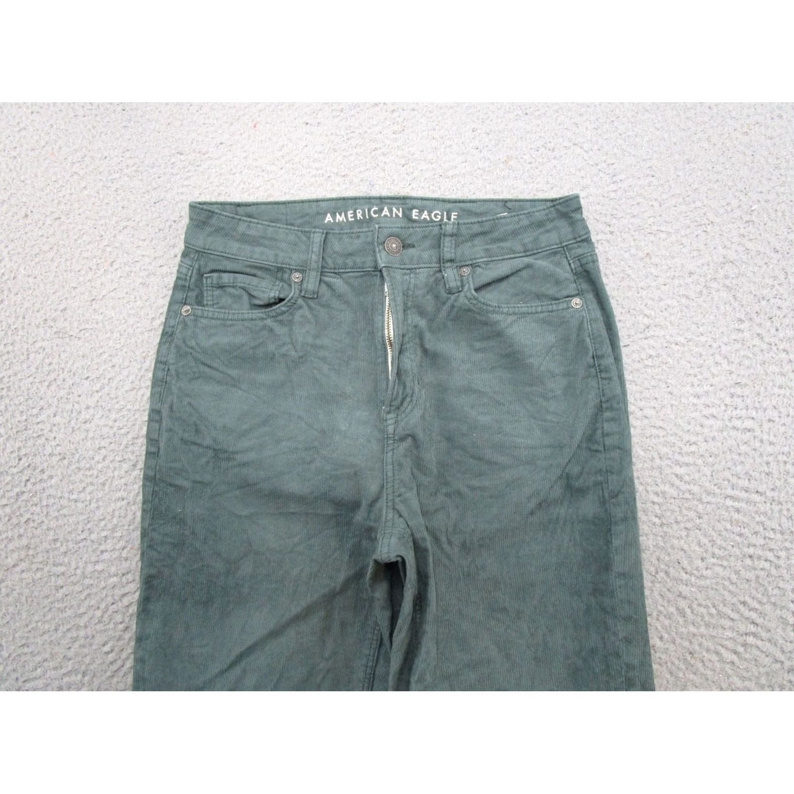 American Eagle Outfitters American Eagle Straight Leg Green Corduroy Jeans Size 4 Stretch Women’s Size 27" / US 4 / IT 40 - 3 Thumbnail
