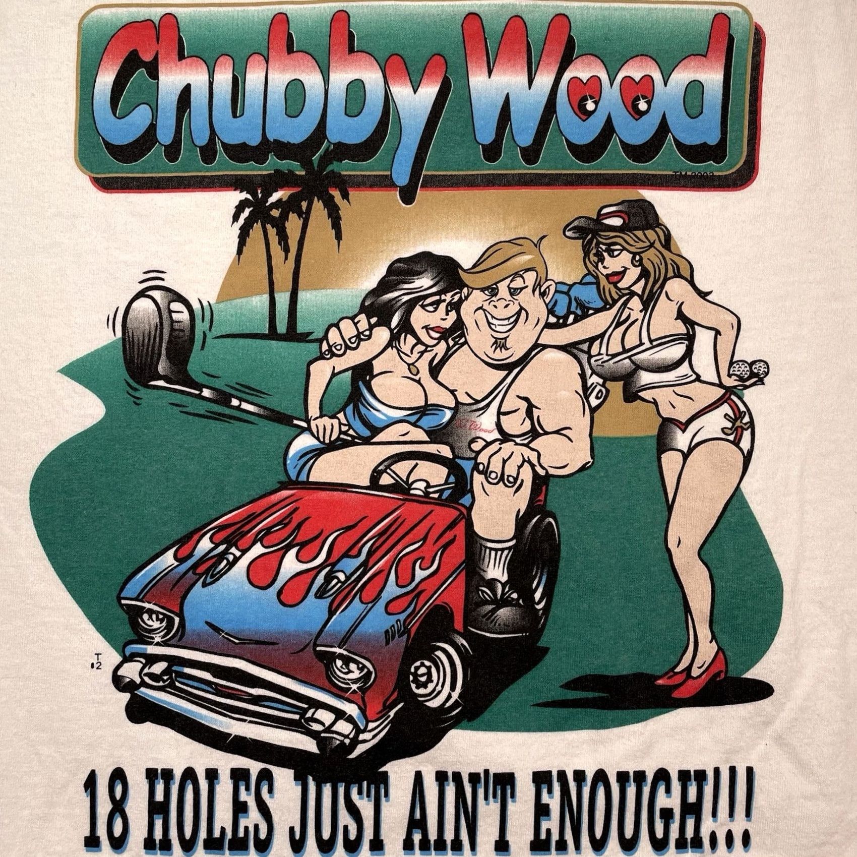 Big John VINTAGE Big Johnson Chubby Wood Shirt Tee Golf 2XL White Men Mens Funny T-Shirt Y2K Size US XXL / EU 58 / 5 - 2 Thumbnail