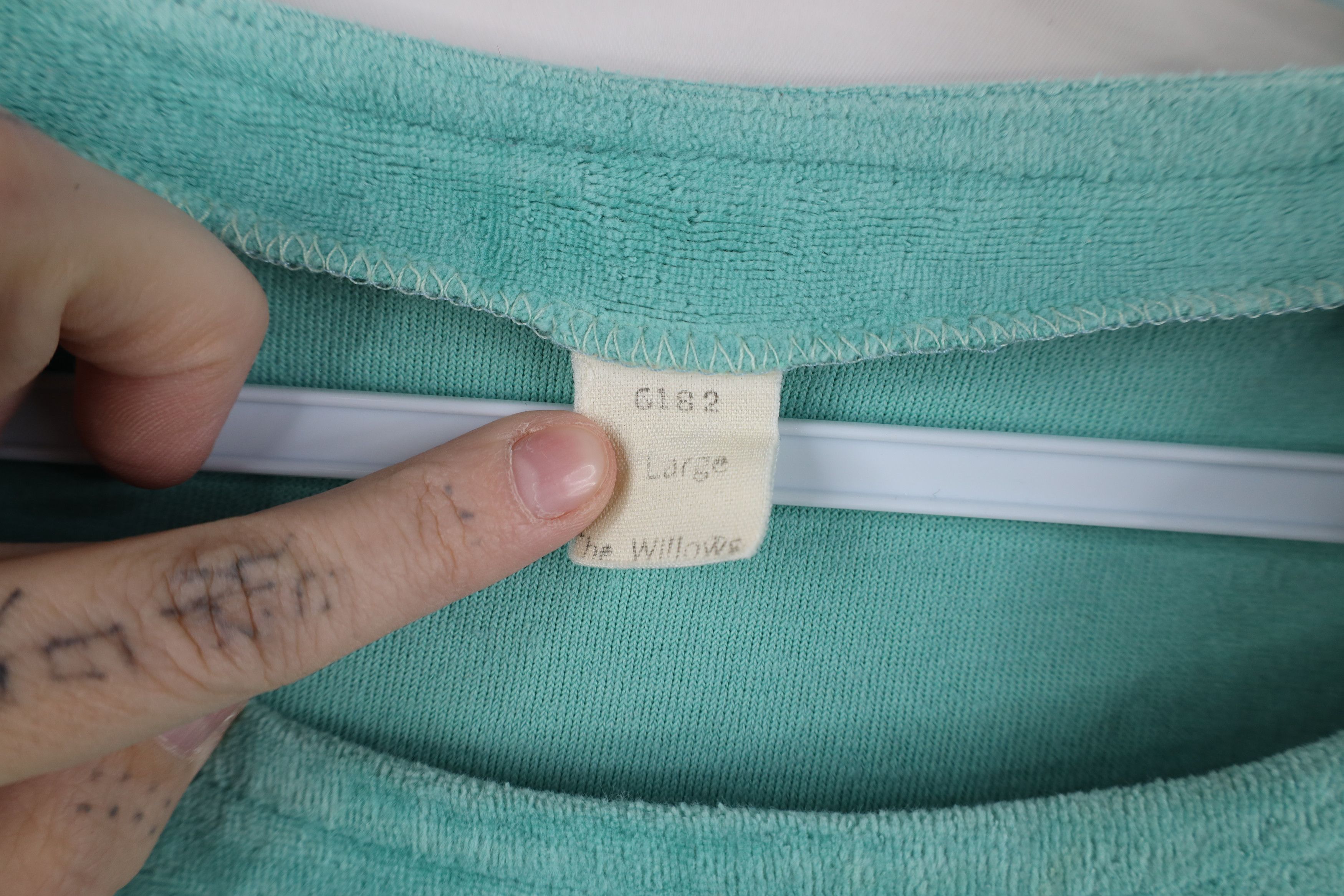 Vintage Vintage 70s Streetwear Blank Velour Sweater Teal USA Size L / US 10 / IT 46 - 6 Thumbnail