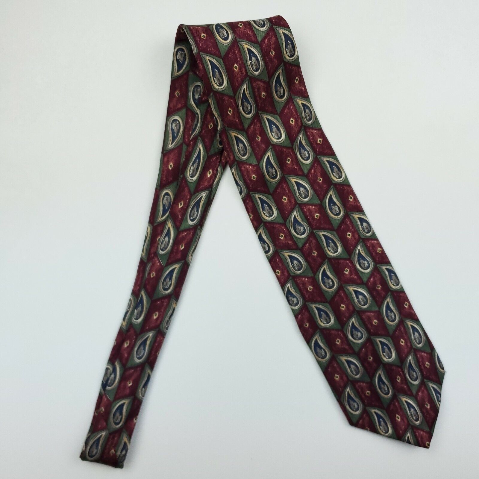 Bill Blass Bill Blass Red Geometric Paisley Silk Tie Classic Size ONE SIZE - 6 Thumbnail