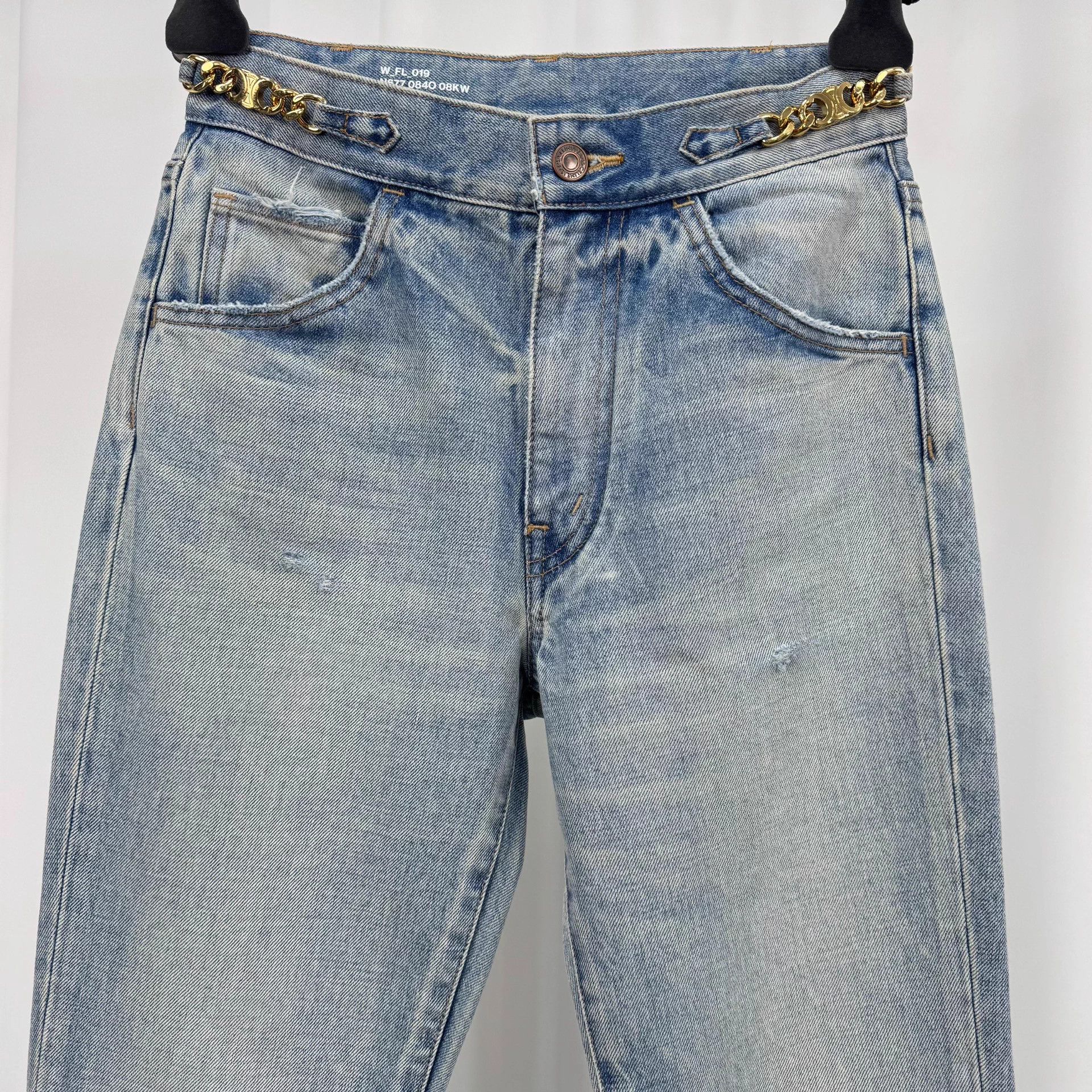 Celine Celine Triomphe Gold Button Washed Denim Jeans W25 Mint Size 24" / US 00 / IT 34 - 3 Thumbnail