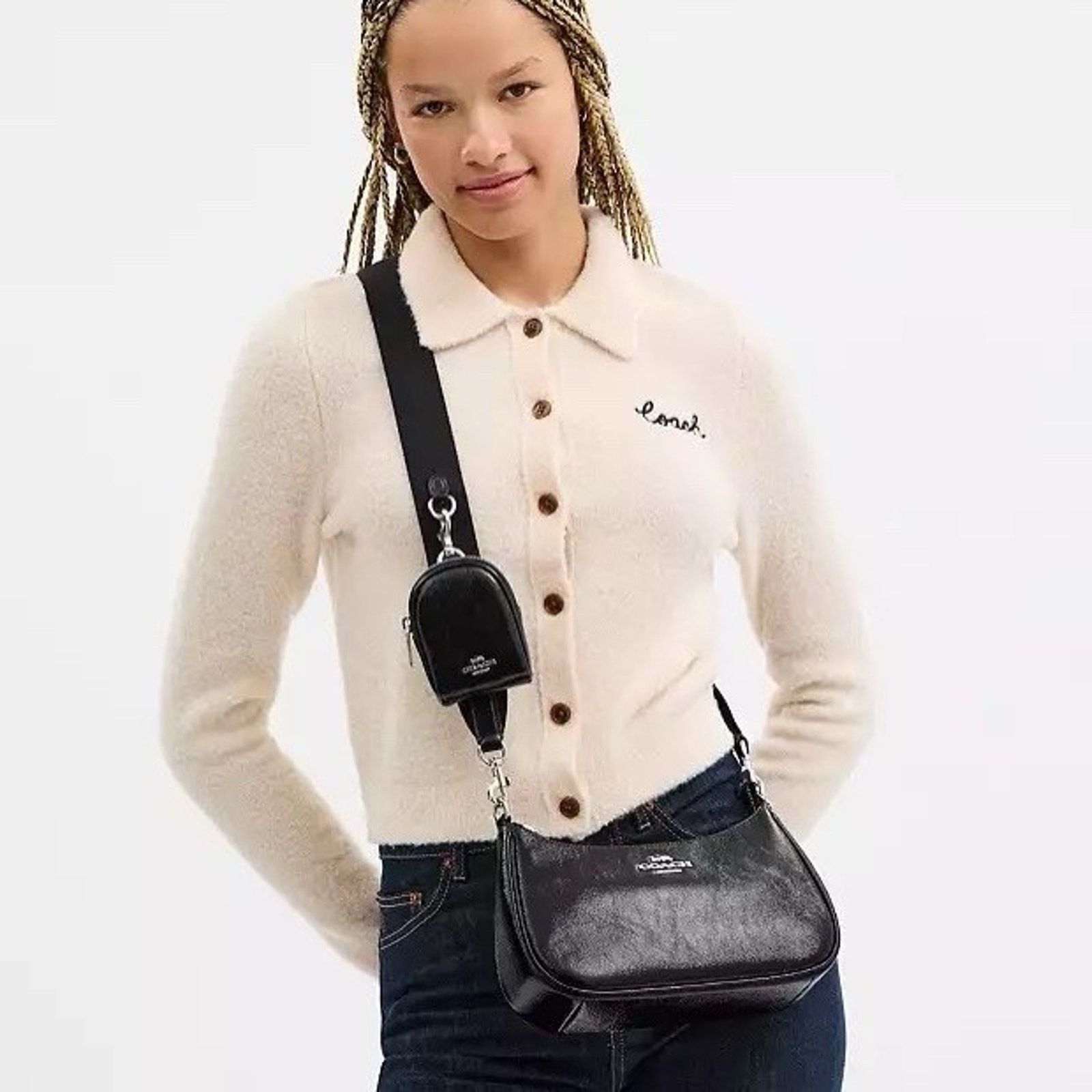 Coach NWT COACH Teri Shoulder Bag CCD78 Black Patent Leather Size ONE SIZE - 12 Thumbnail