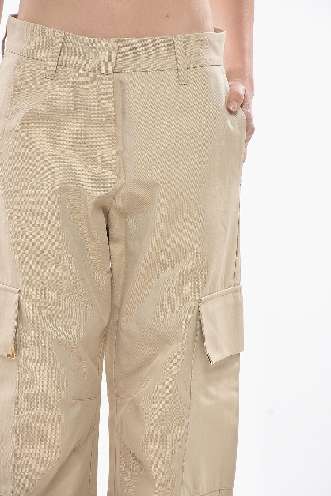Palm Angels og1mm0326 Cotton-Blend Carrot-Fit Cargo Pant in Beige Size 28" / US 6 / IT 42 - 3 Thumbnail