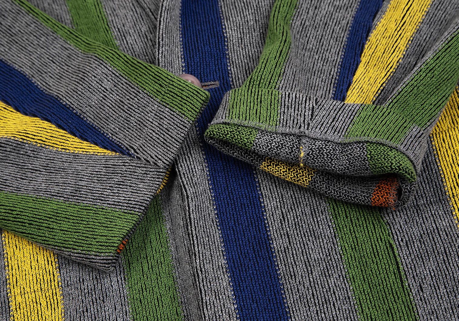 Issey Miyake Color Stripe Ribbed Shawl Collar Jacket Gray Multi M Size US M / EU 48-50 / 2 - 6 Thumbnail