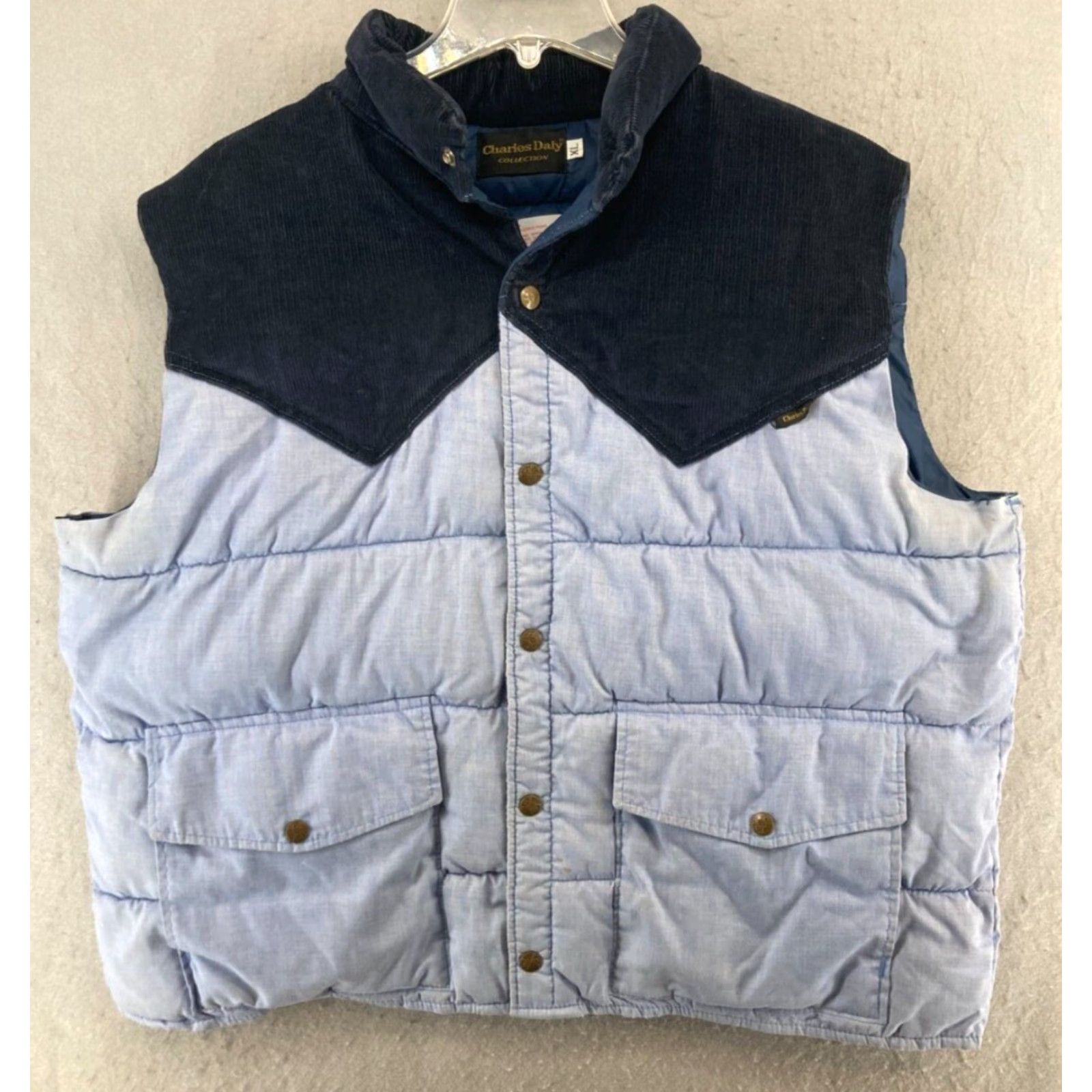 Vintage VINTAGE Charles Daly Mens Puffer Vest XL Blue Snap Outdoor Size US XL / EU 56 / 4 - 2 Thumbnail