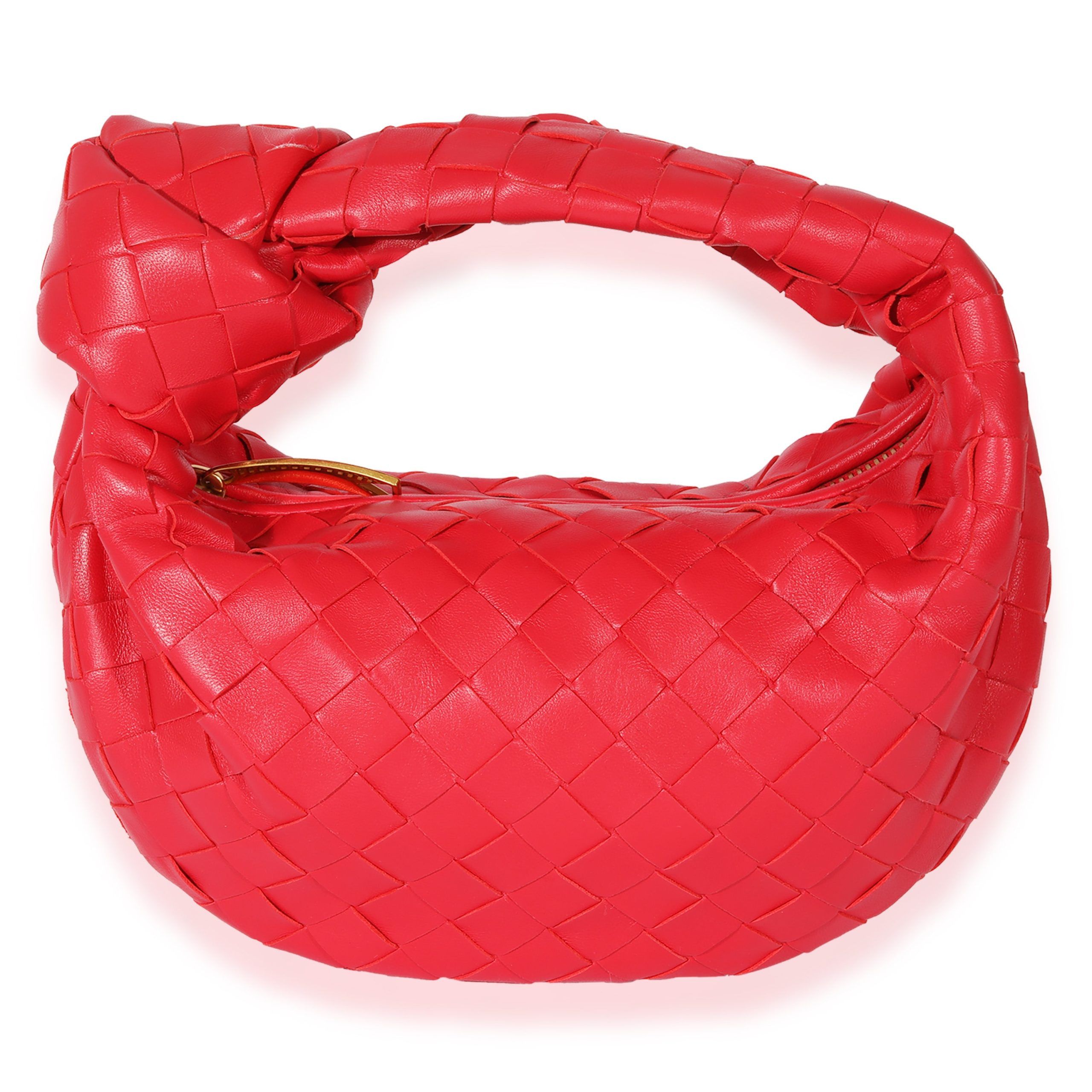 image of Bottega Veneta Red Intrecciato Leather Jodie, Women's