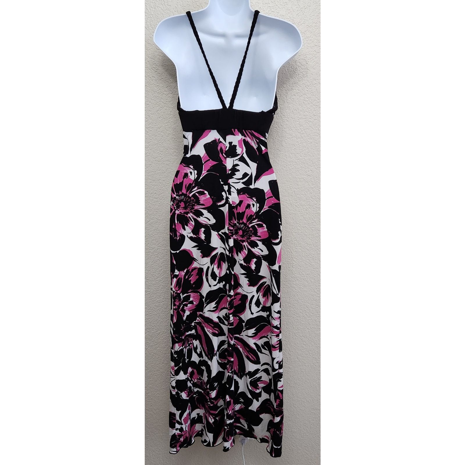 Other Sweet Storm Black Pink Floral Braided Straps Maxi Dress S Size S / US 4 / IT 40 - 3 Thumbnail