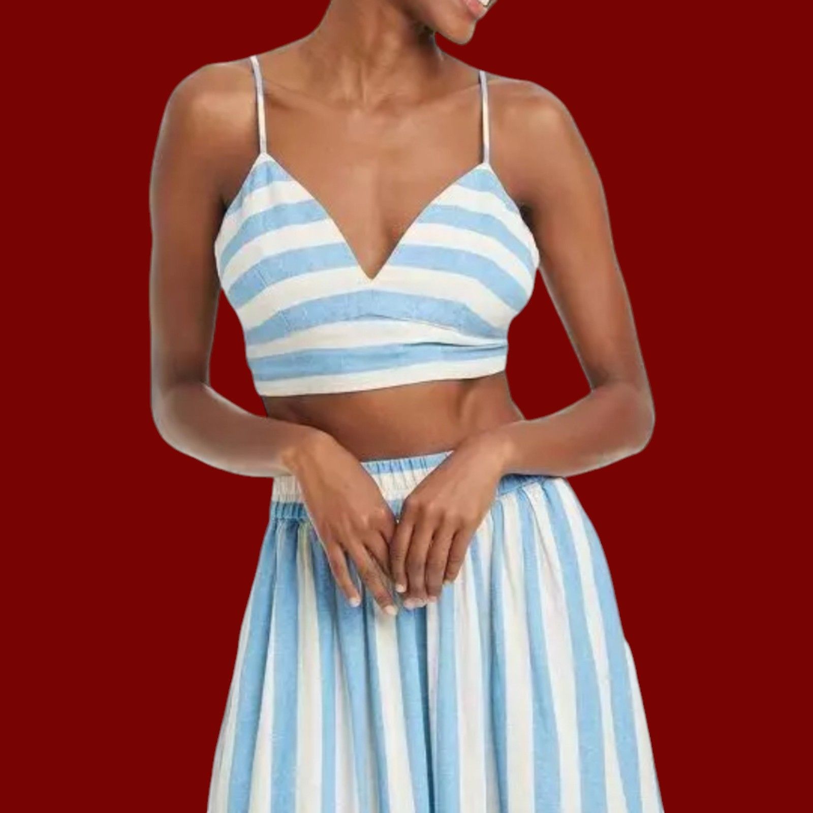 Other A New Day - Women's Beach Bungalow Linen Bralette Tank Top - Size L / US 10 / IT 46 - 1 Thumbnail