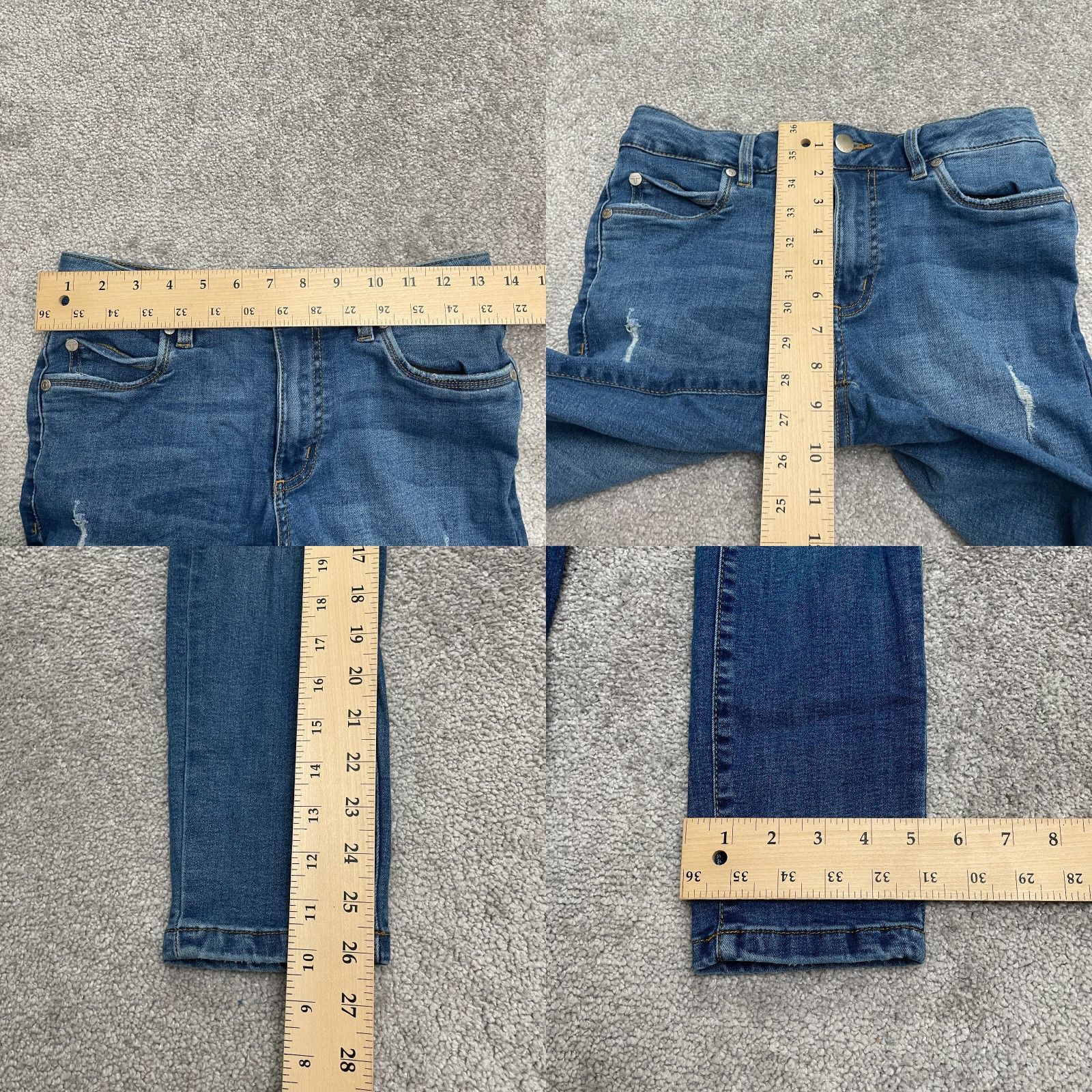 Vintage Tahari Jeans Women 4 Skinny Mid Rise Distressed Denim 27x26 Blue 4/27 Regular Size 27" / US 4 / IT 40 - 9 Thumbnail